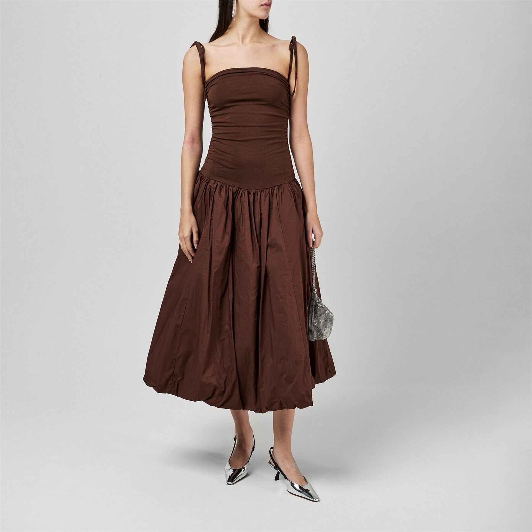 AmyLynn Amy Lynn Alexa Shoulder Tie Ultra Mini Peplum Dress