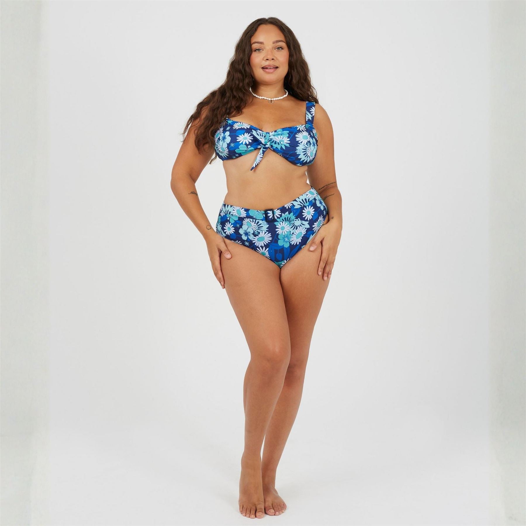 Brave Soul Size Bikini Top With Retro Floral Print