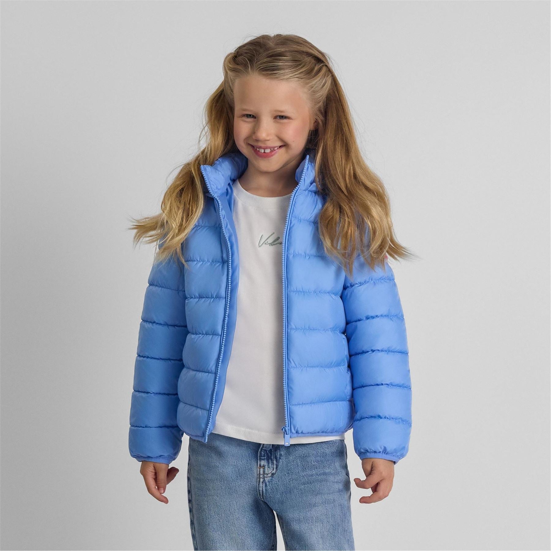 Minoti Girls Quilted Jacket With Detachable Hood Blue