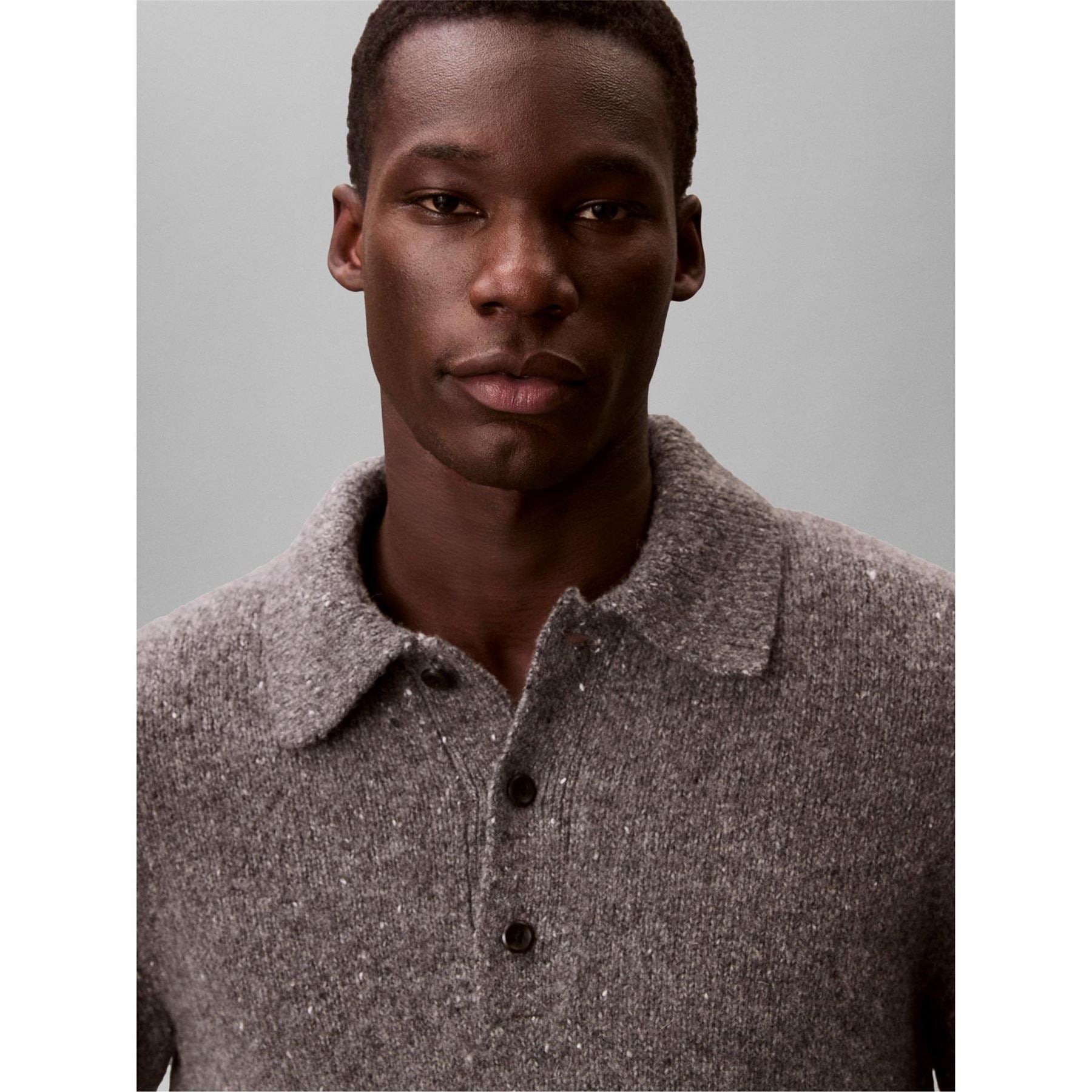 Calvin Klein Jeans Collared Neck Long Sleeve Polo Knit Sweater