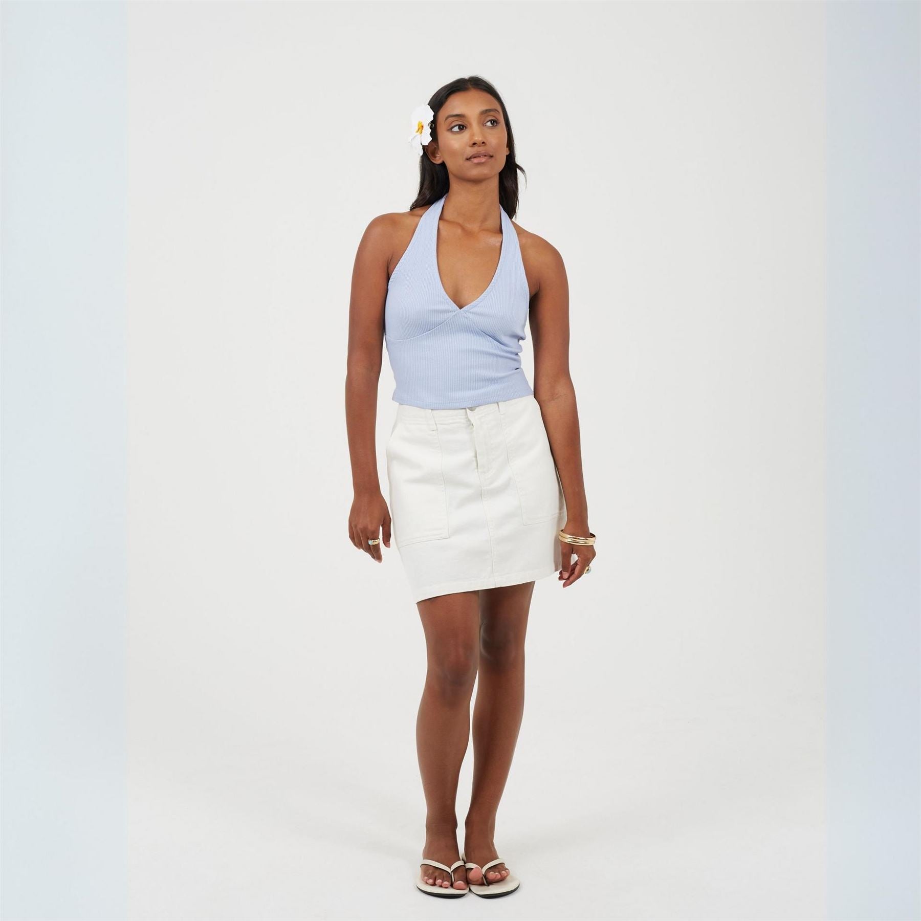 Brave Soul Halter Neck Sleeveless Cropped Vest