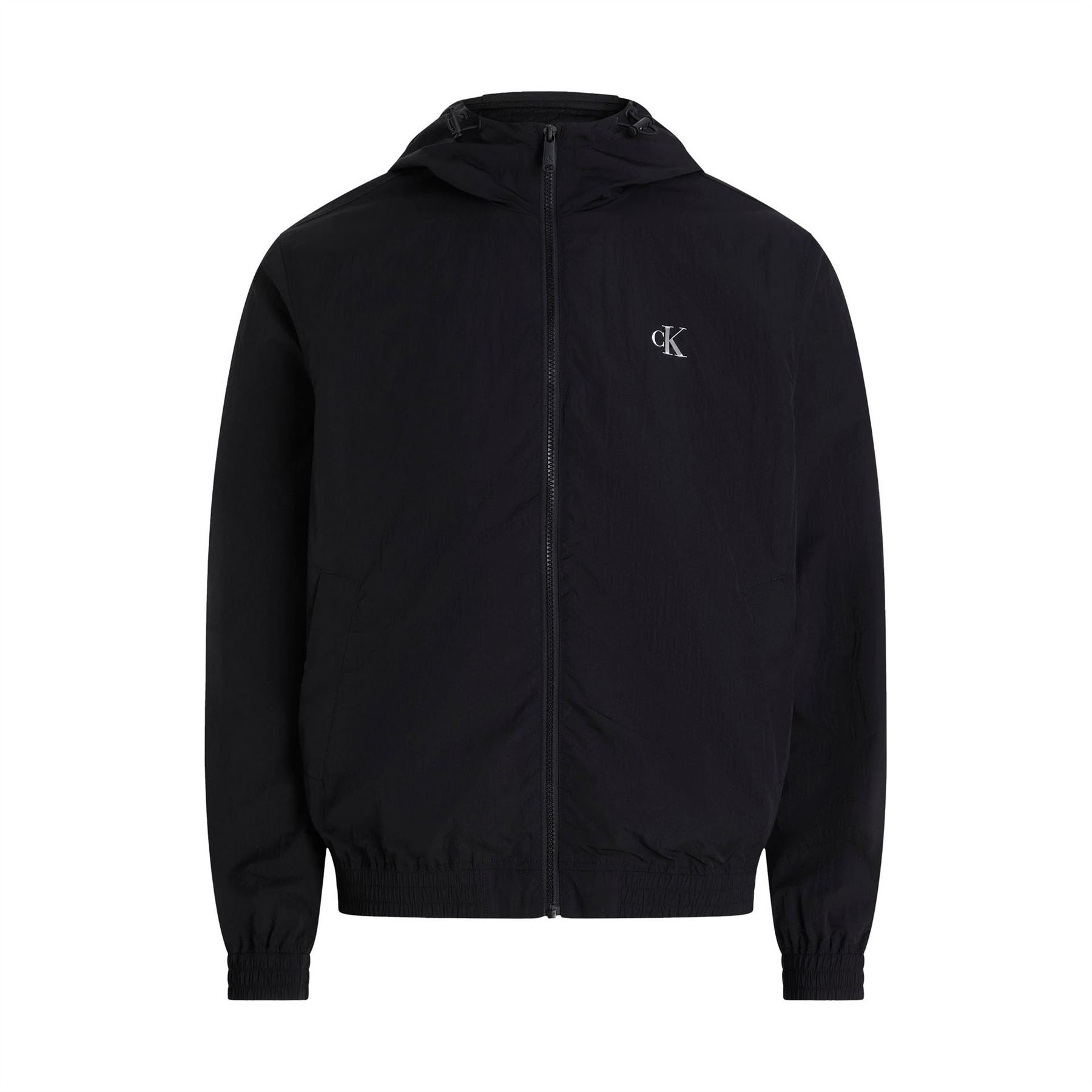 Calvin Klein Jeans Hooded Windbreaker with Ribbed Cuff