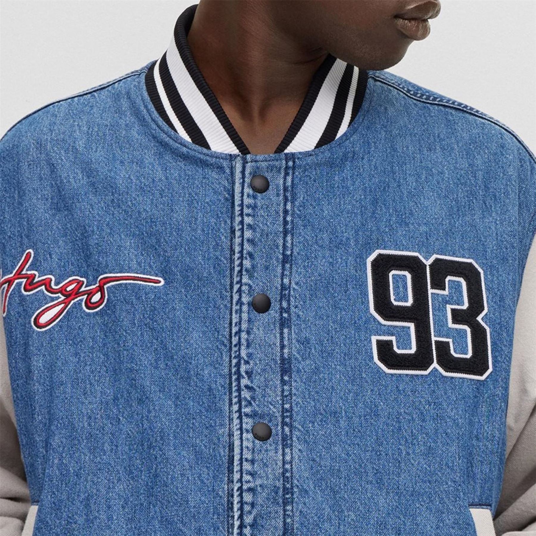 Hugo Solid Patterned Denim Jacket
