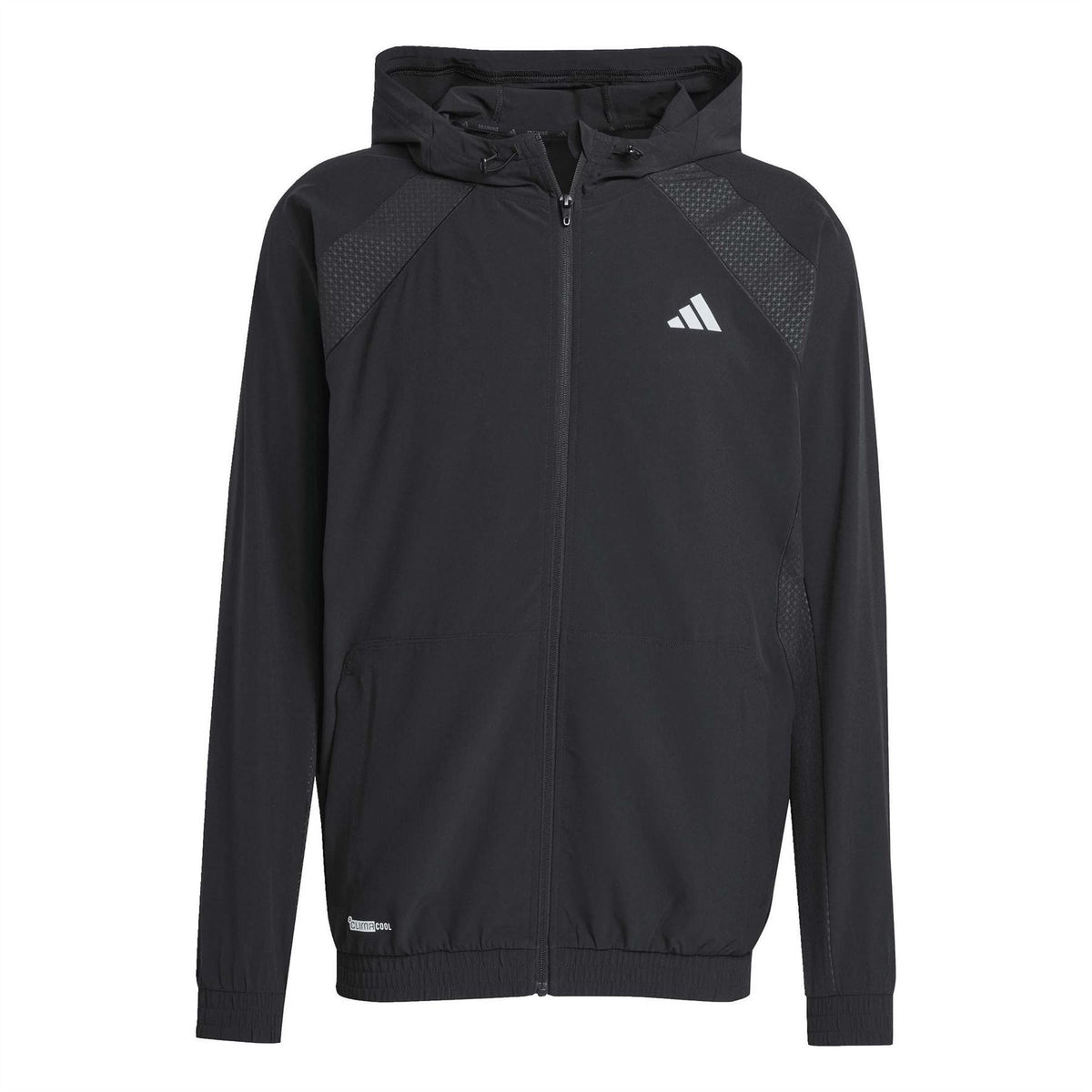 adidas Tech Printed Logo Hooded Neck Long Sleeve Athletic Top