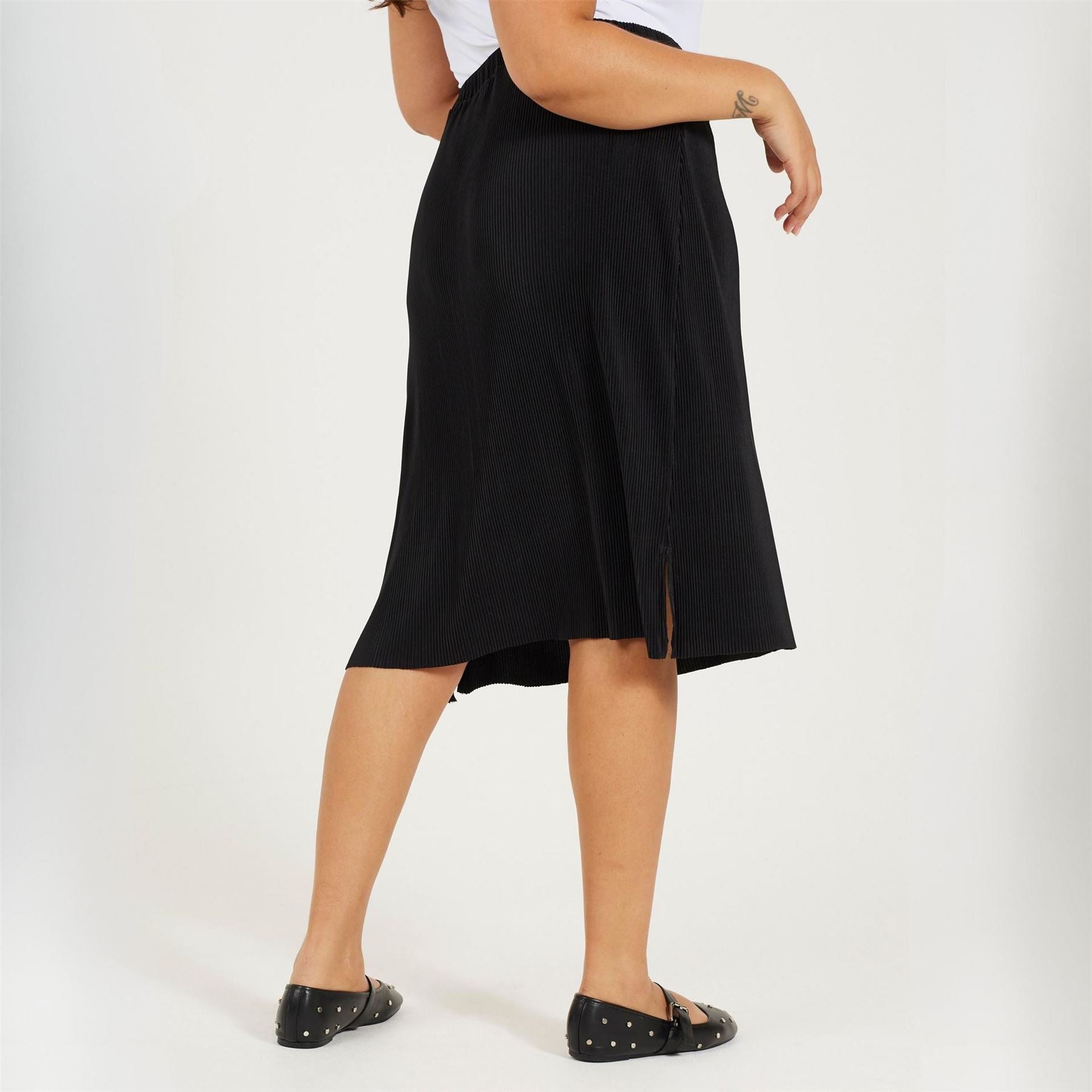 Brave Soul Womens Plus Size Plisse Midi Skirt