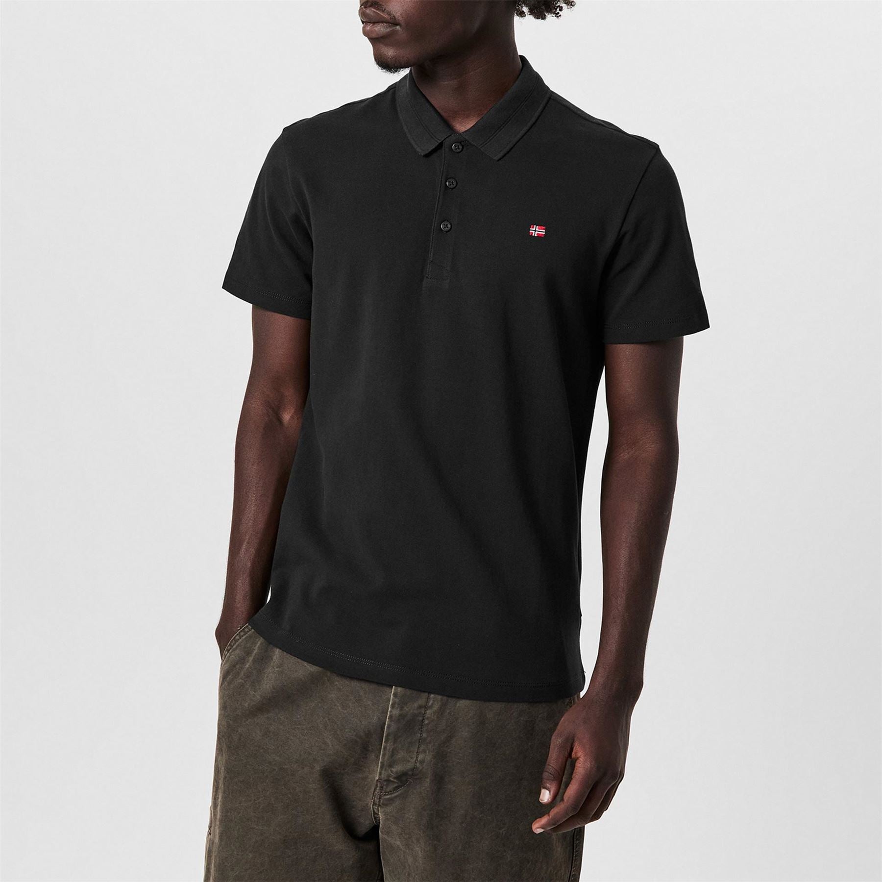 Napapijri Black Regular Fit Solid Polo Shirt