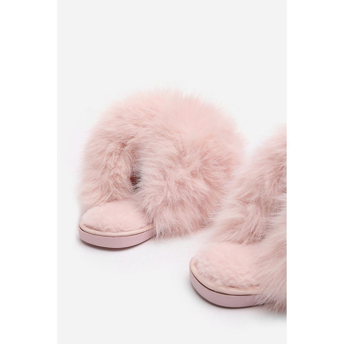 Wheres That From Ultimate Fluffy Beige Faux Fur Mule Slippers