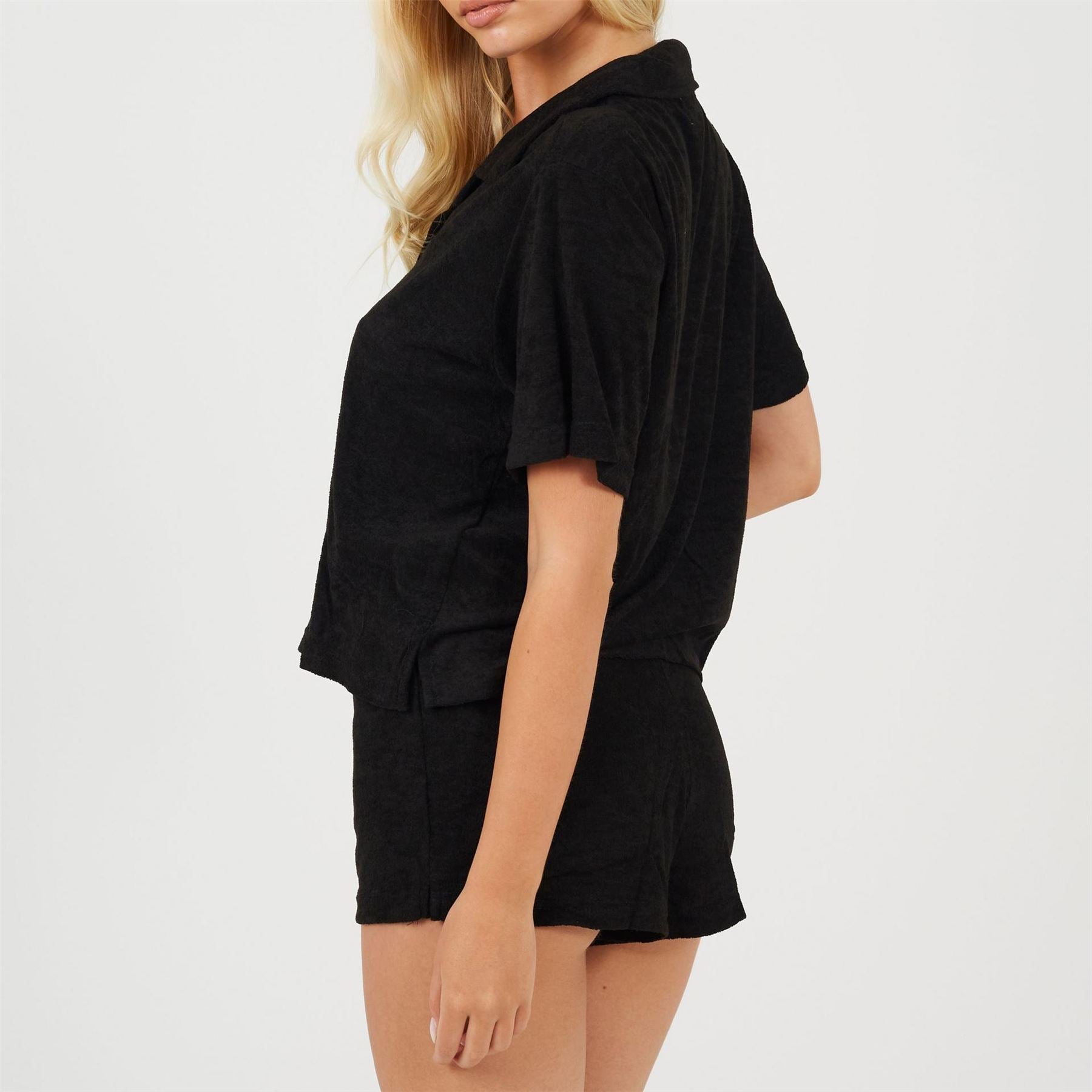 Brave Soul Collared Neck Short Sleeve Lounge Set