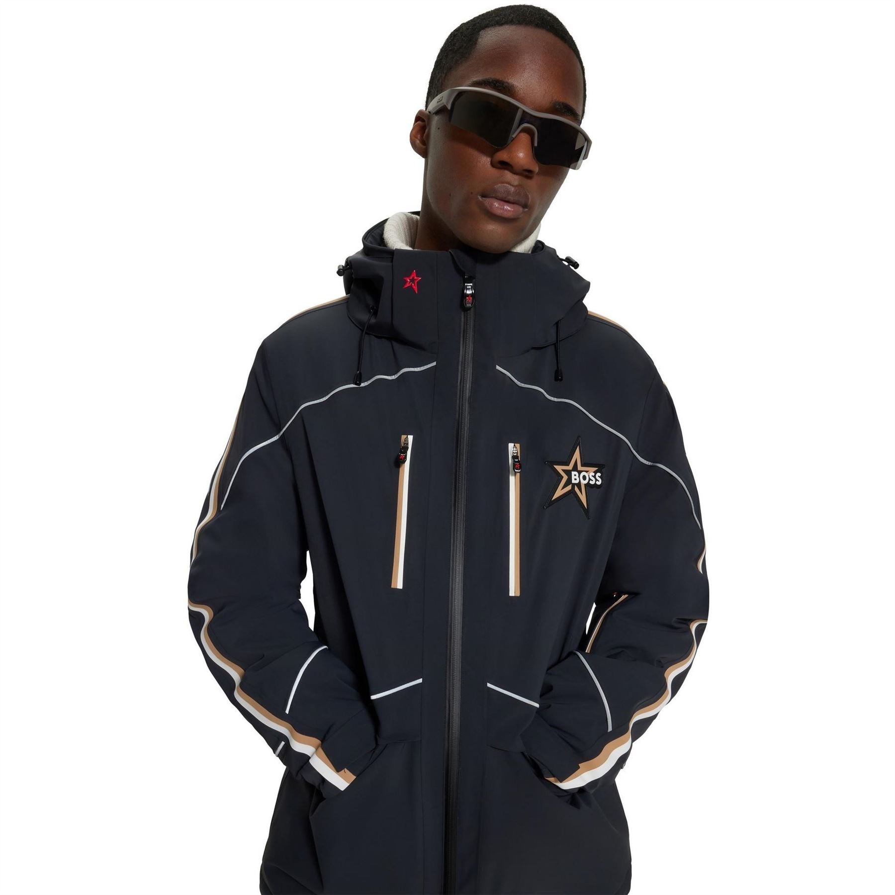 Boss Solid Patterned Hooded Ski Jacket