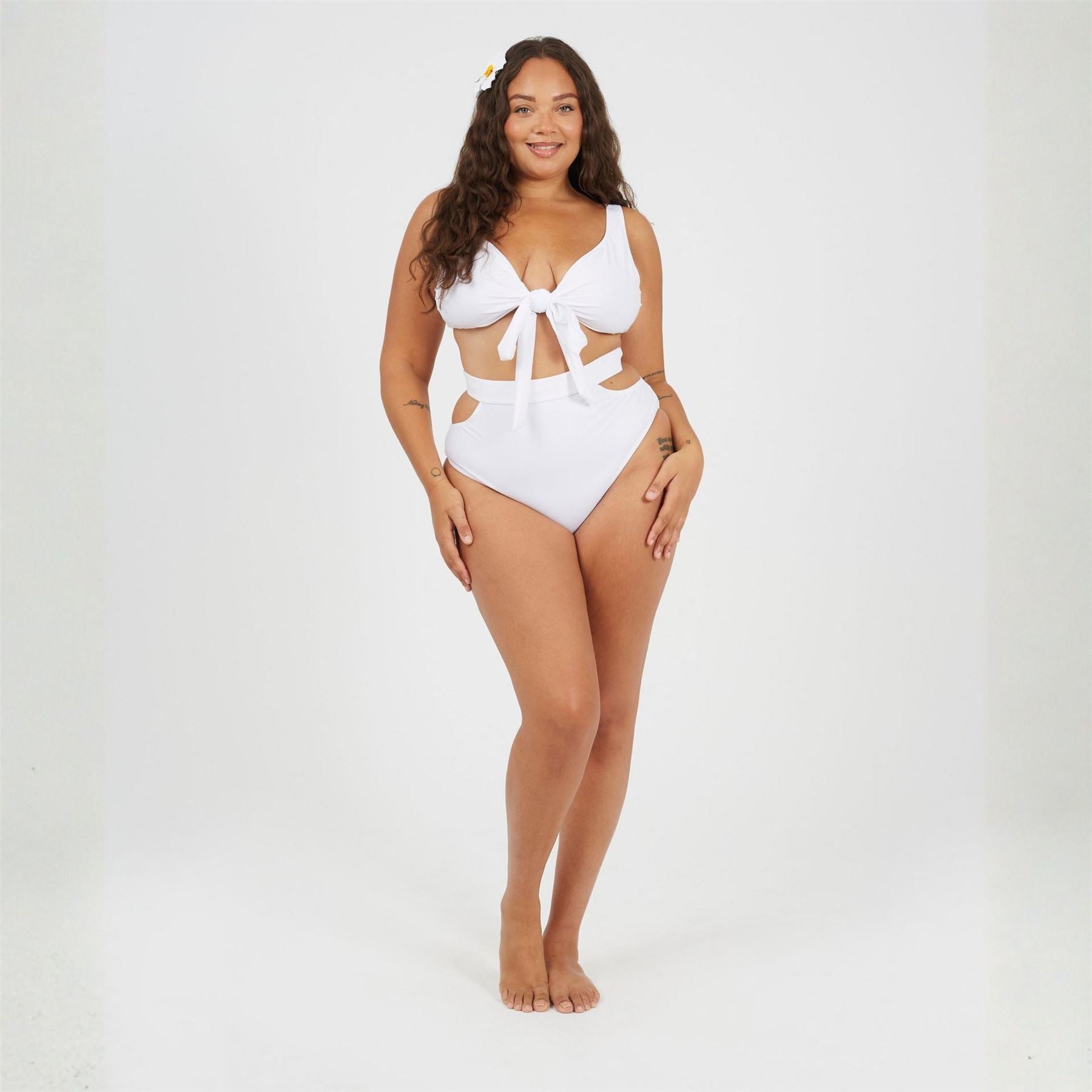 Brave Soul Size Plunge Bikini Top With Wrap Around Straps