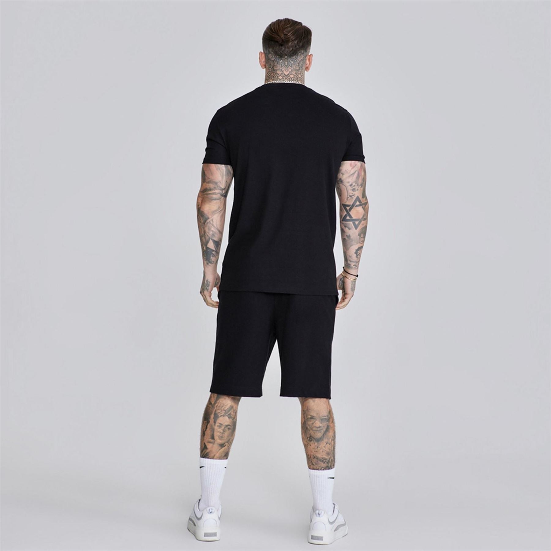 SikSilk Lettering Crew Neck Short Sleeve T-Shirt and Short Set