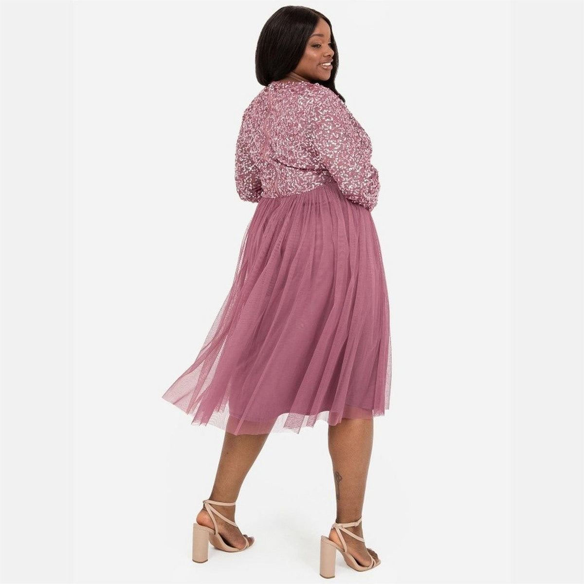 Maya Deluxe Faux Wrap Front Embellished Midi Dress