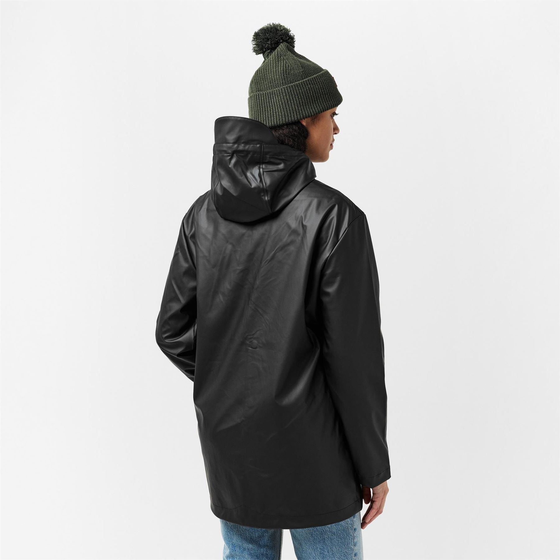 Hunter Jo Hooded Snap Button Solid Patterned Rain Jacket