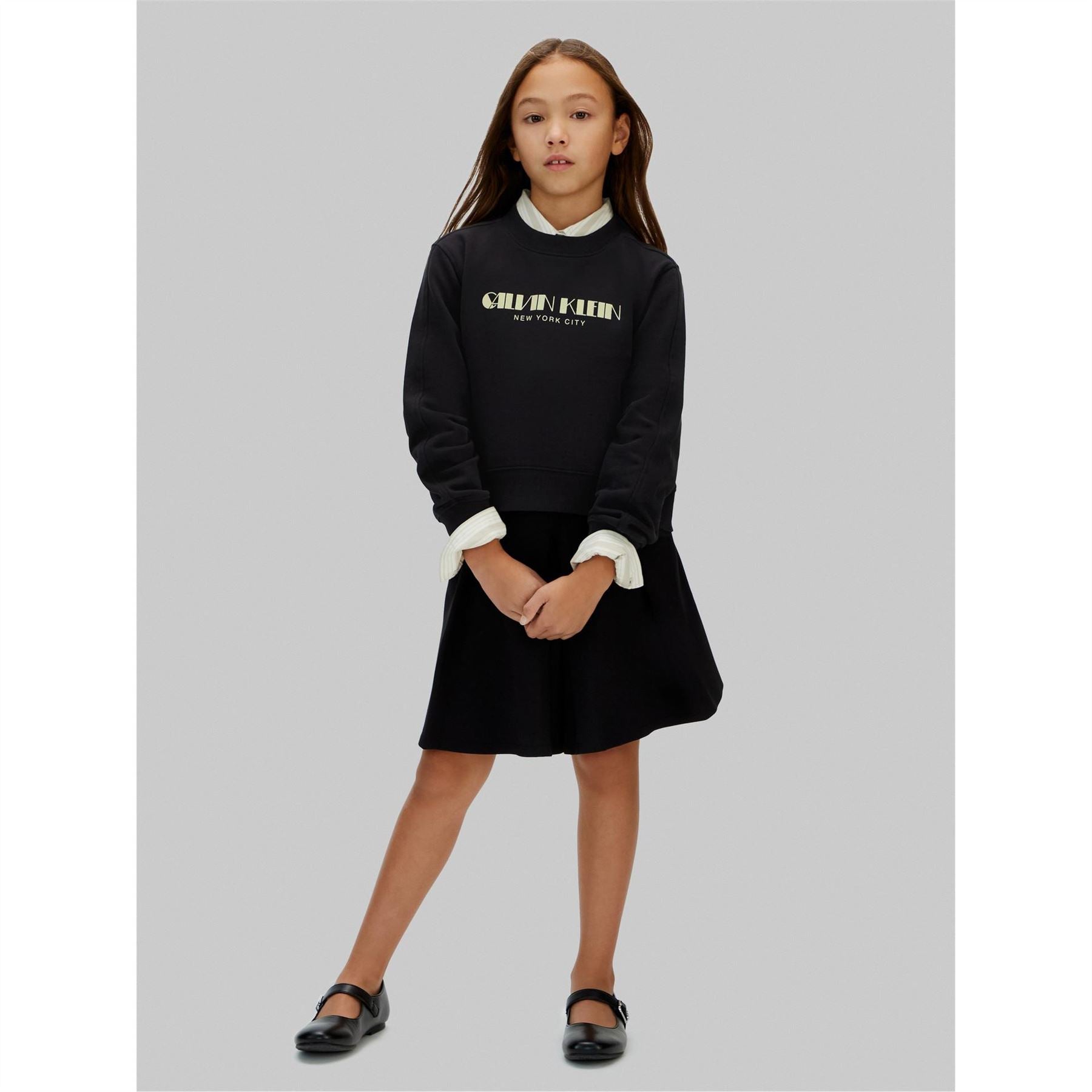 Calvin Klein Jeans Glitter Logo Print Crew Neck Long Sleeve Sweatshirt