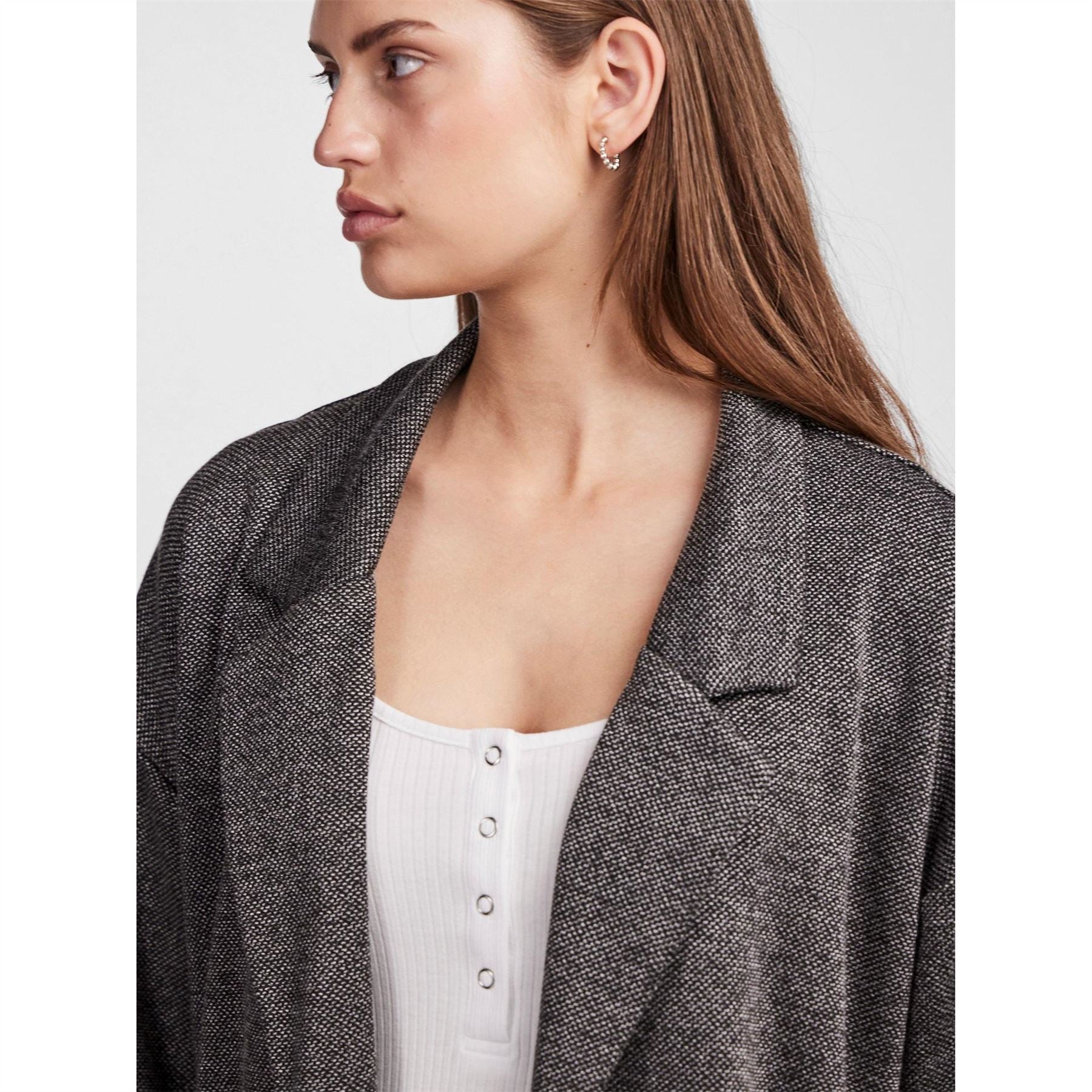 Pieces Notched Neck Relaxed Fit Coat