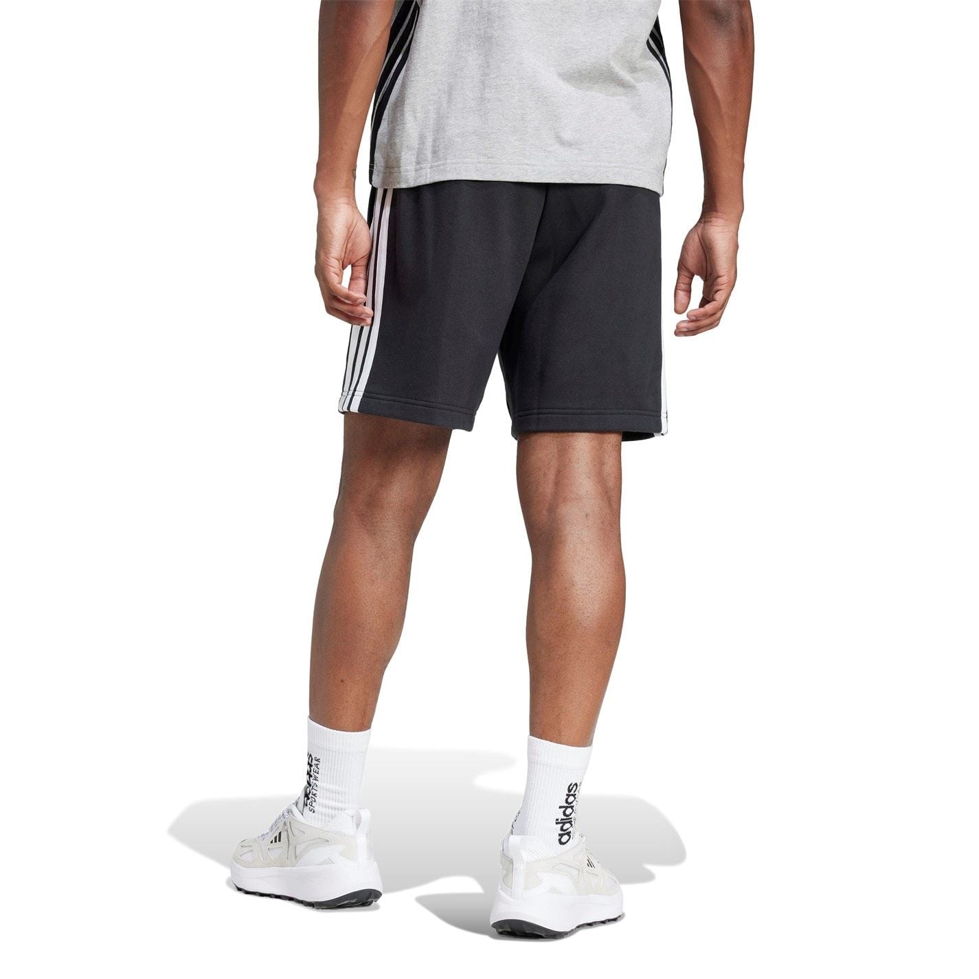 adidas Mens Essentials 3 Stripe Fleece Shorts