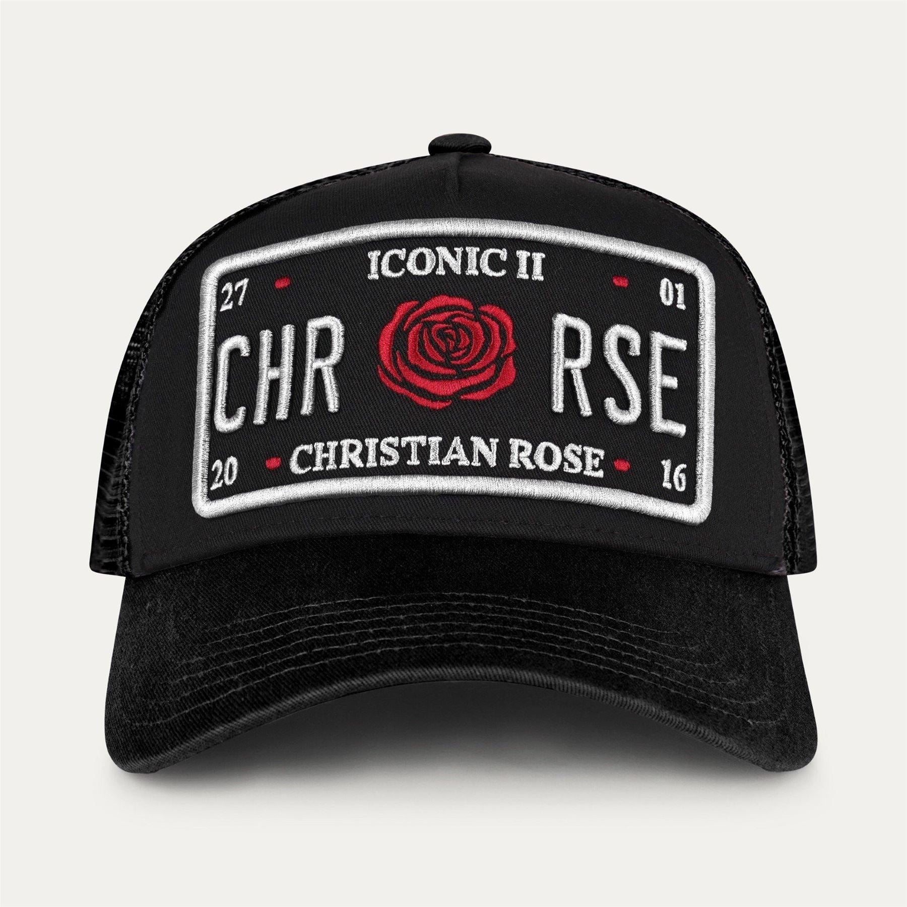 Christian Rose Ii Red Rose Plate Trucker Cap