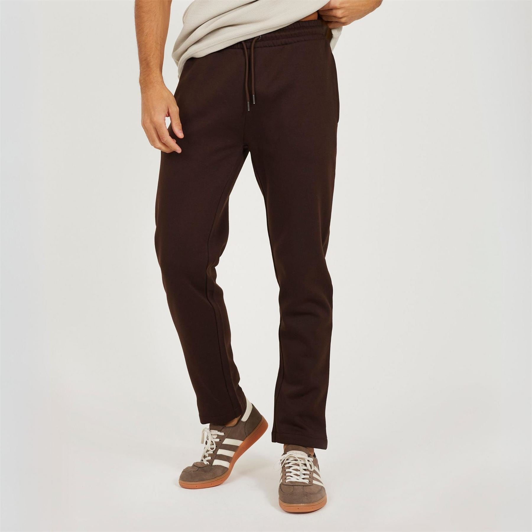Brave Soul Straight Leg Open Hem Fleece Jogging Bottoms