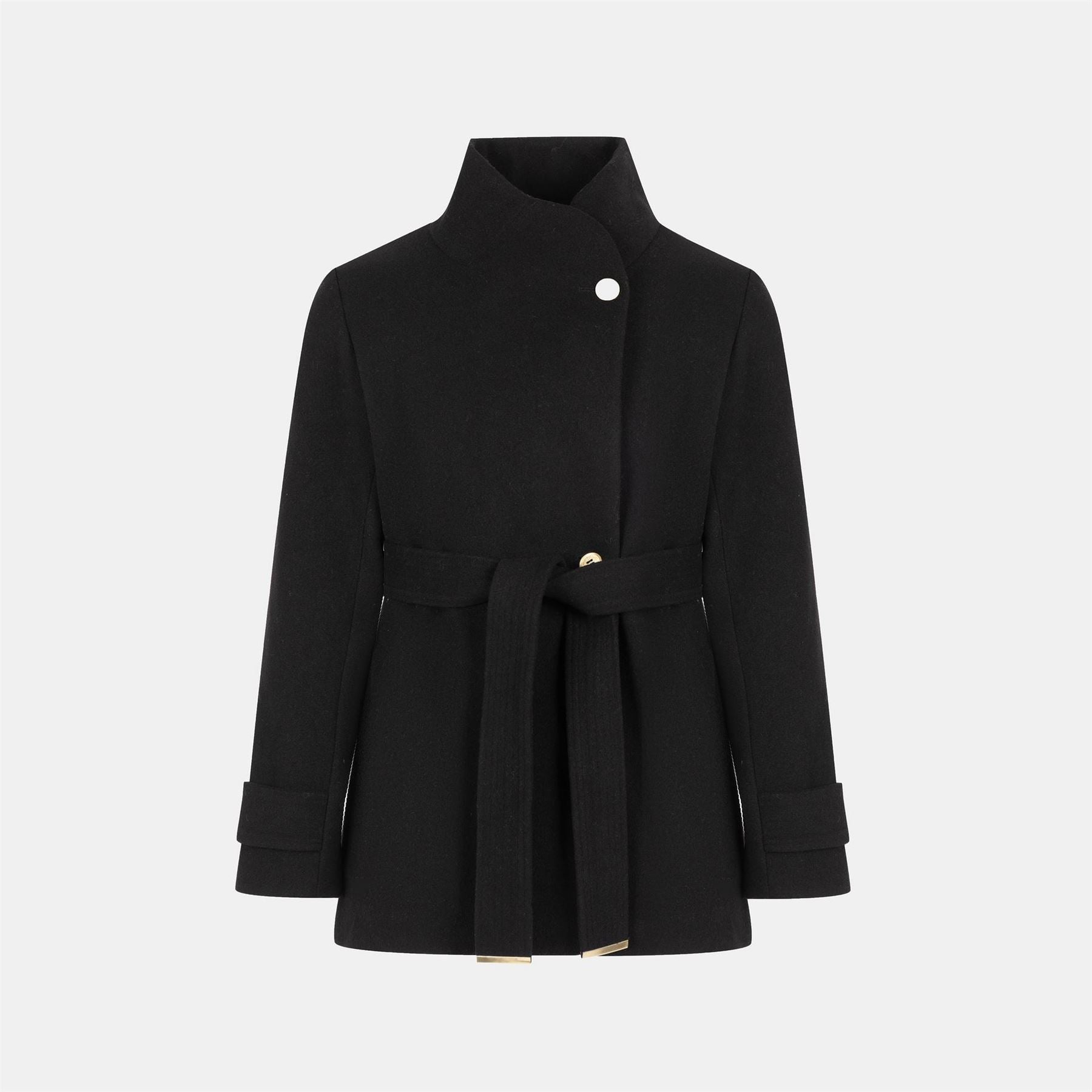Biba Bobby Belted Long Sleeve Hip Length Pea Coat