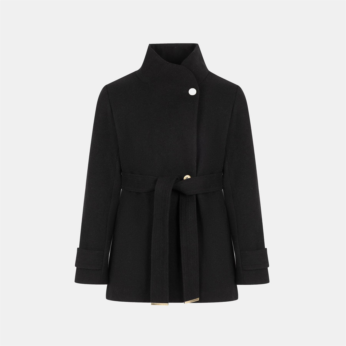 Biba Bobby Belted Long Sleeve Hip Length Pea Coat
