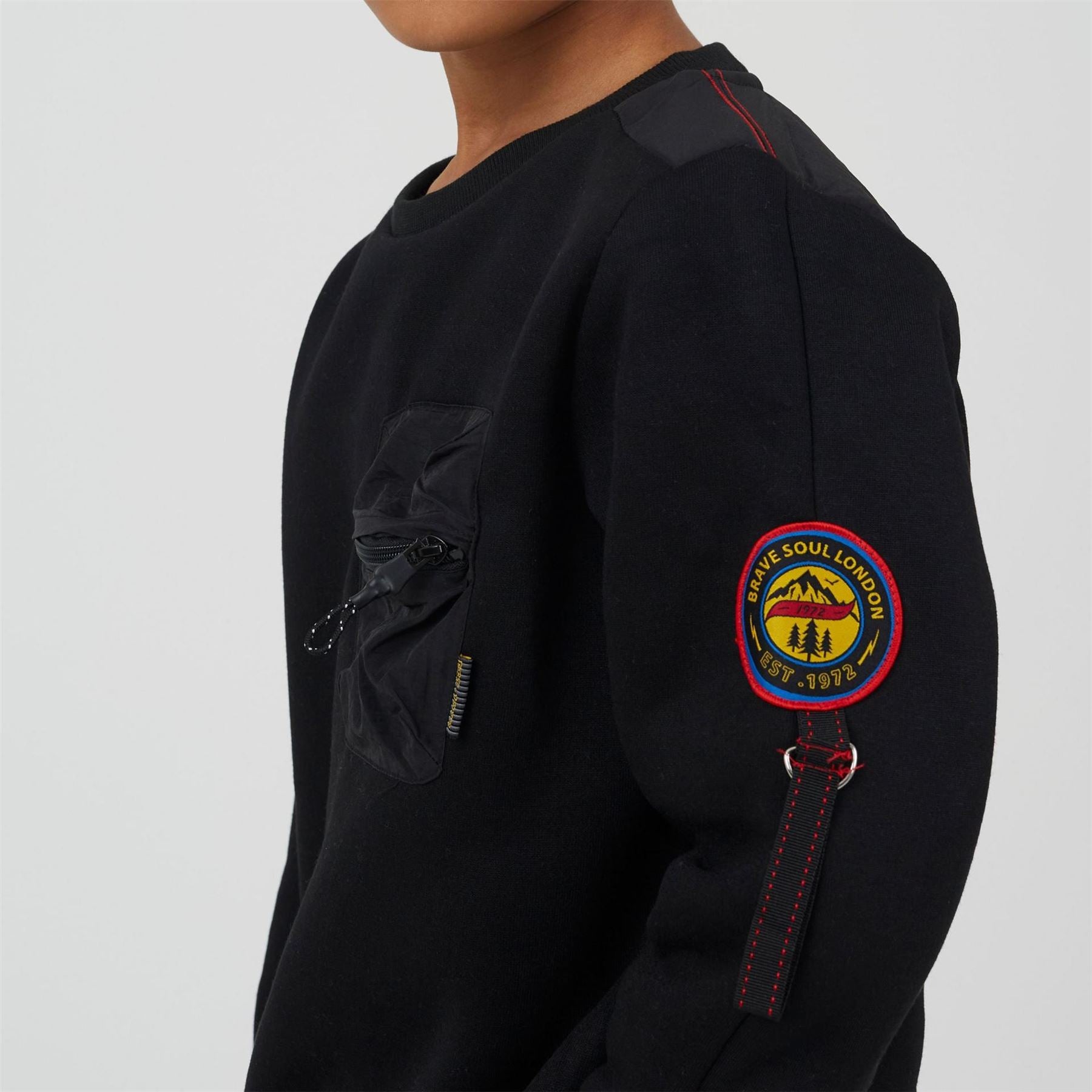 Brave Soul Crew Neck Ribbed Collar Long Sleeve Sweatshirt