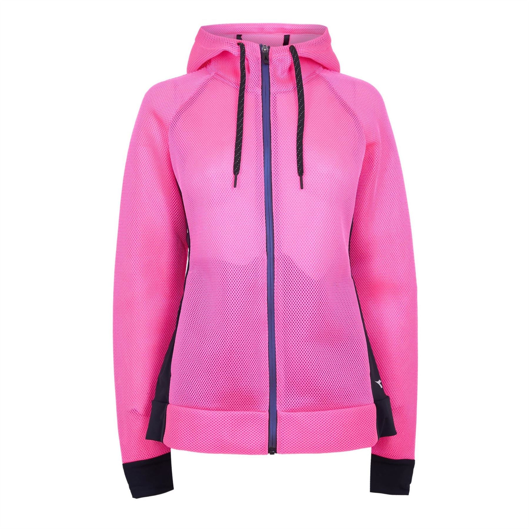 Diadora Solid Patterned Hooded Drawstring Ribbed Cuff Sweat Jacket
