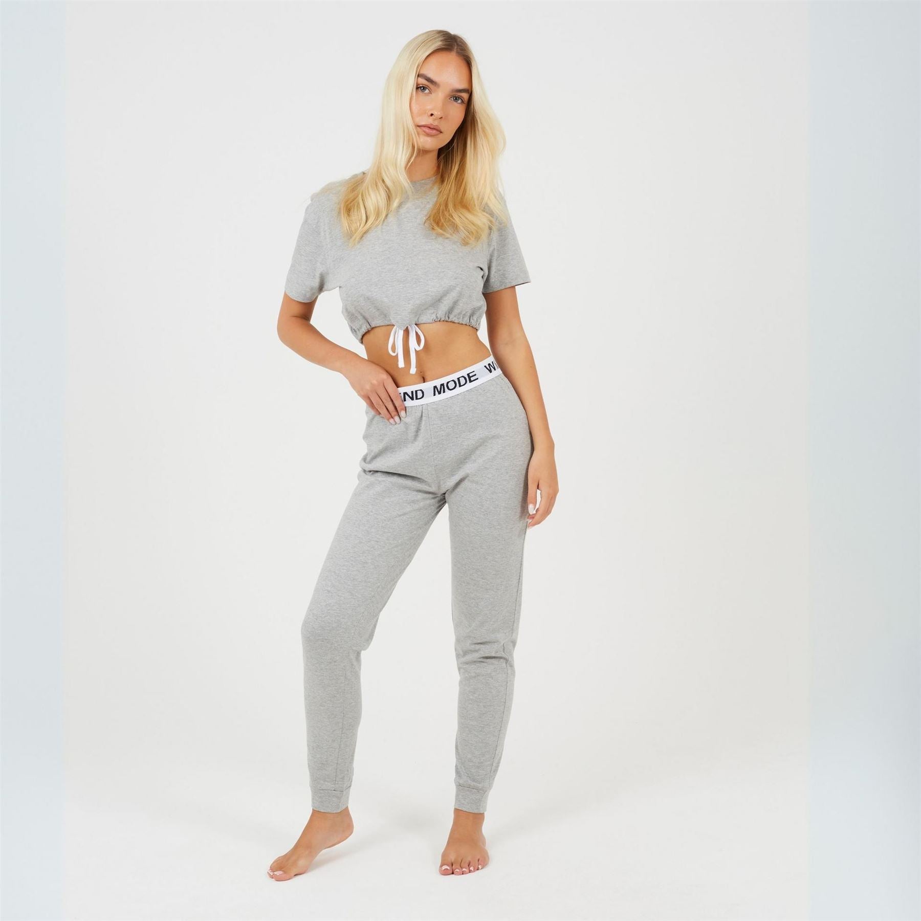 Brave Soul Womens Cropped Tee And Slim Joggers Lounge Set