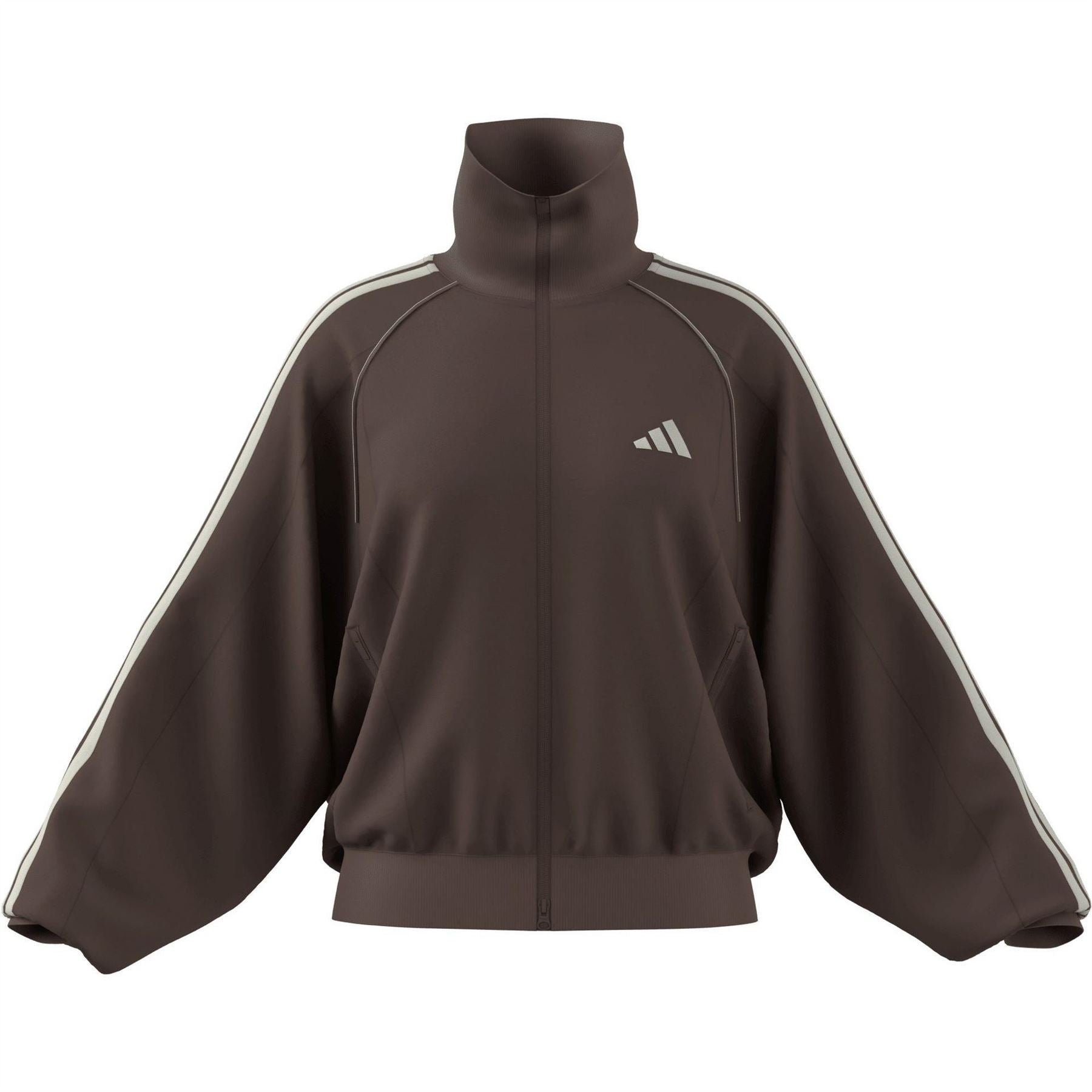 adidas Solid Patterned Zip Neck Track Jacket
