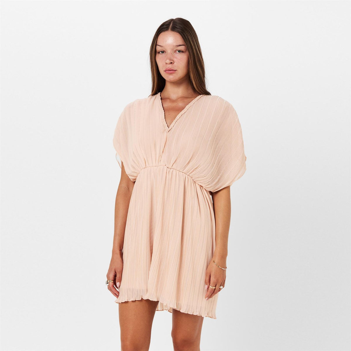 French Connection Chathia V-Neck Short Sleeve Mini Dress