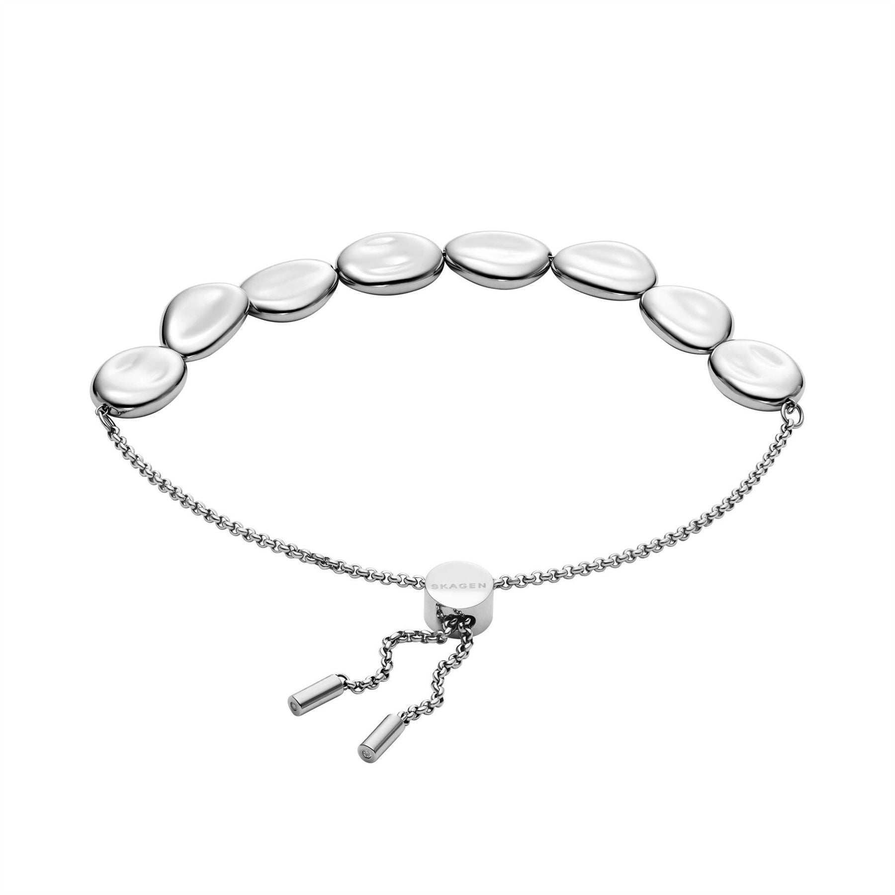 Skagen Anja Pebble Silver Stainless Steel Beaded Station Bracelet Skj1832040