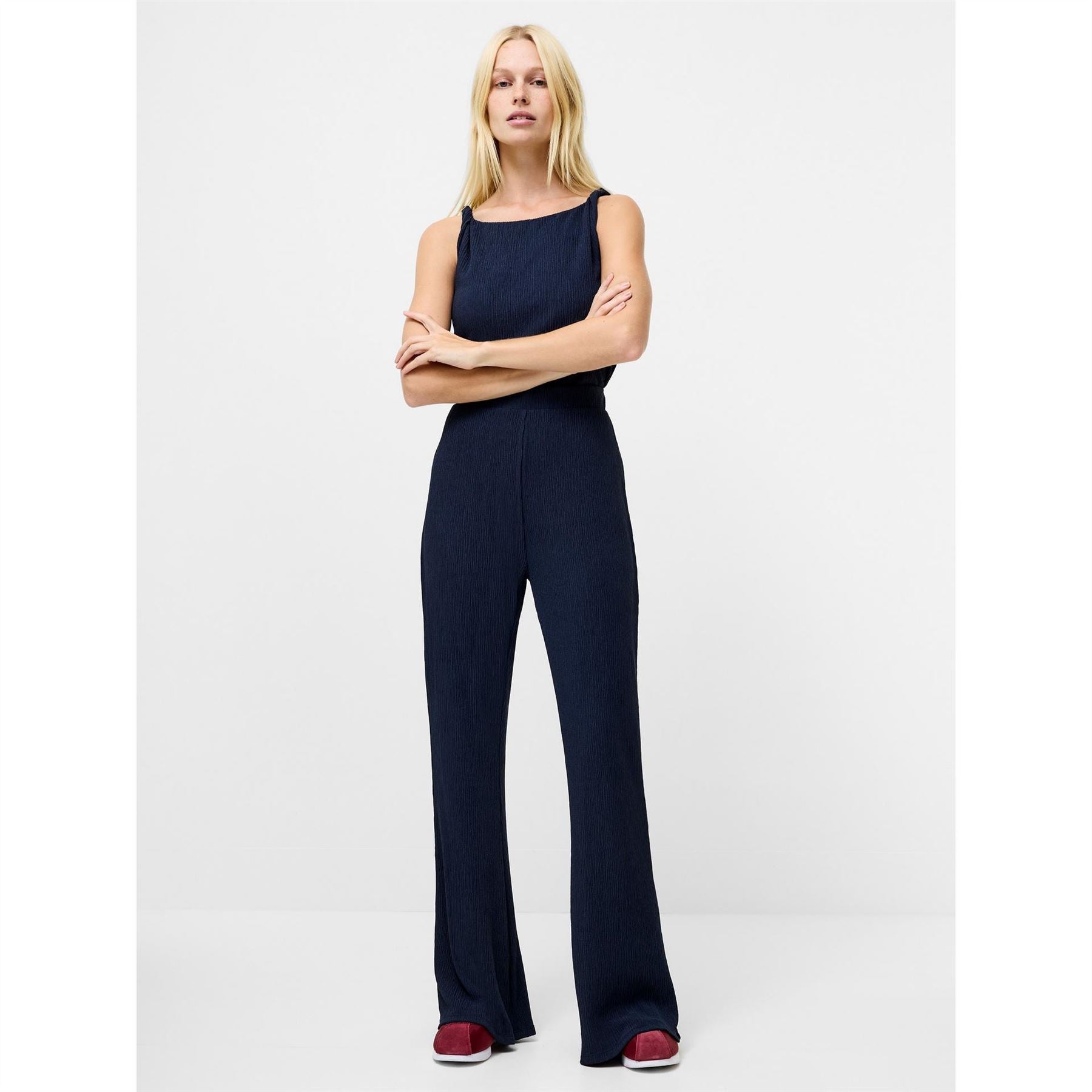 French Connection Meera Solid Patterned Flared Trousers