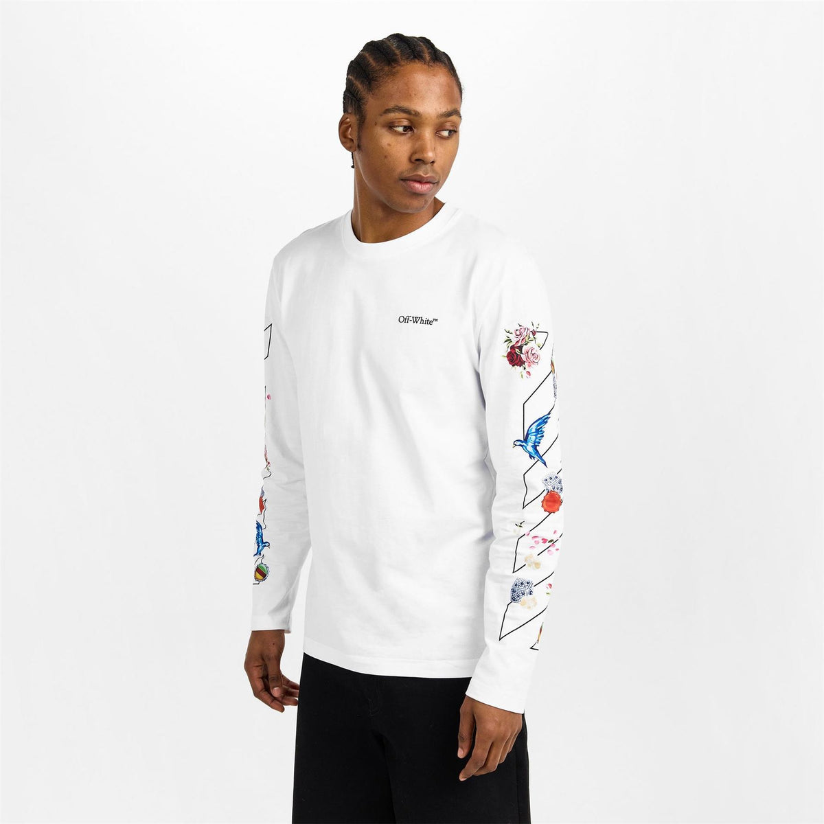 Off White Crew Neck Long Sleeve Jersey T-Shirt