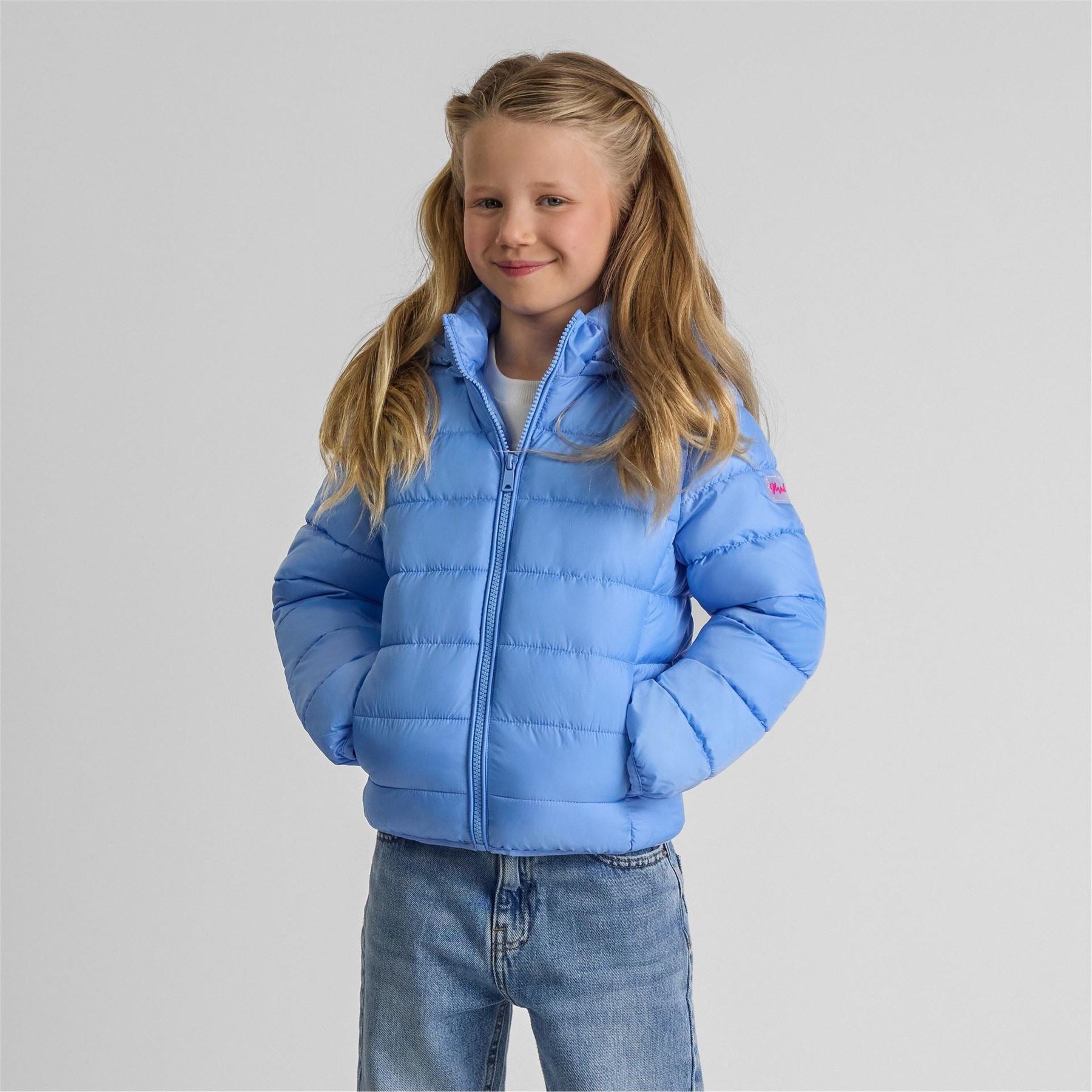 Minoti Girls Quilted Jacket With Detachable Hood Blue