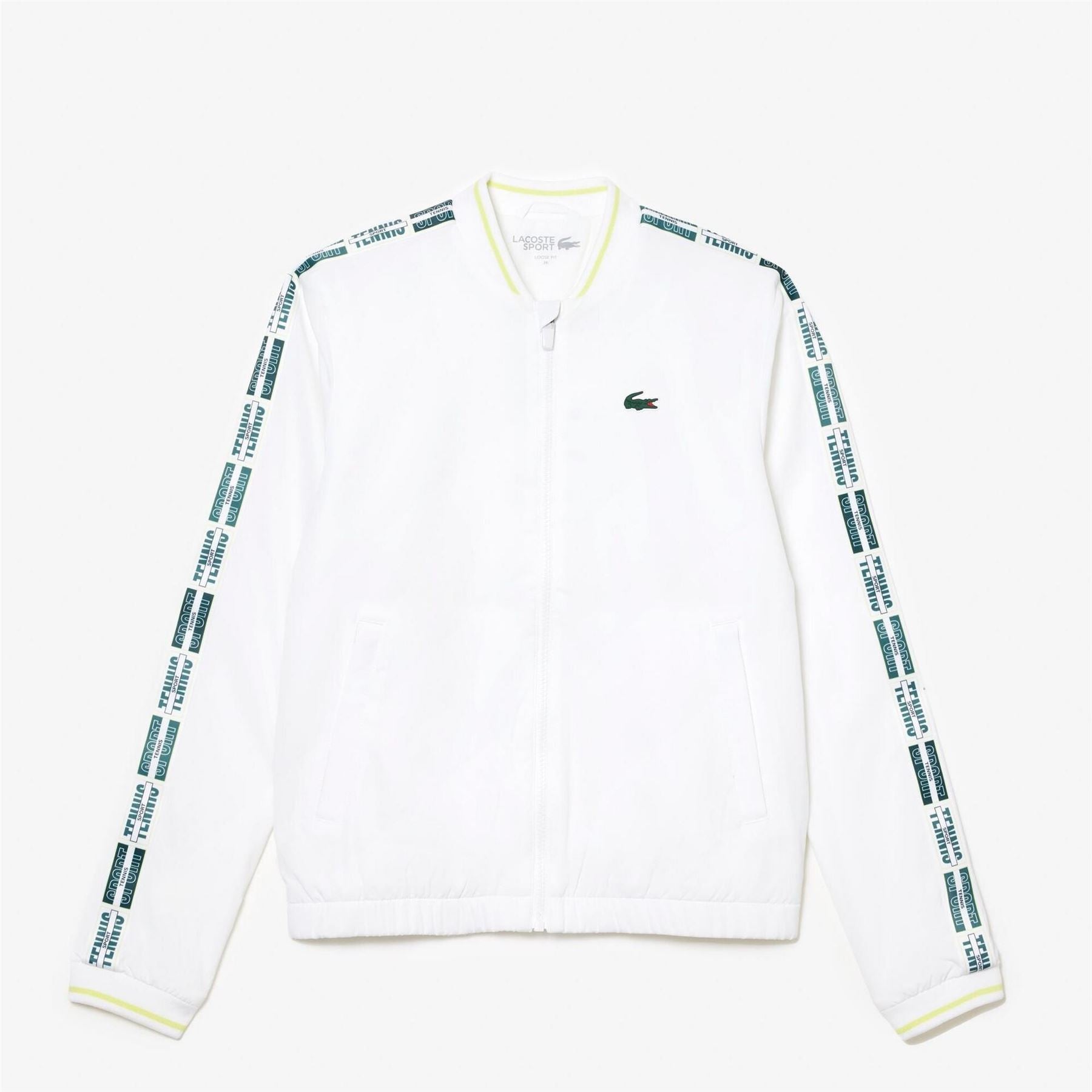 Lacoste Crocodile Logo Lacoste Lettering Crew Neck Bomber Collar Athletic Top