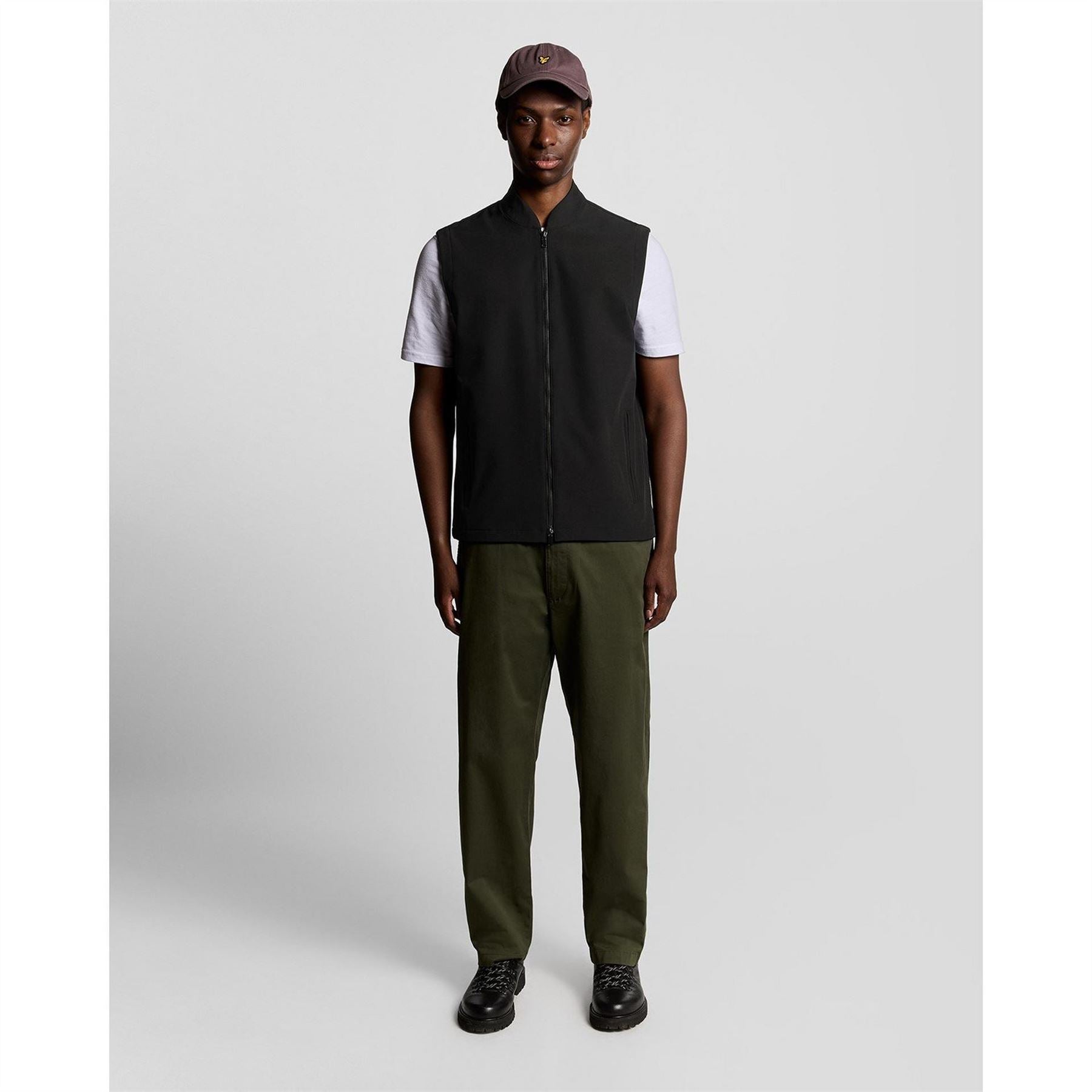 Lyle and Scott Solid Patterned Full Zipper Waist Coat with Zipped Pocket