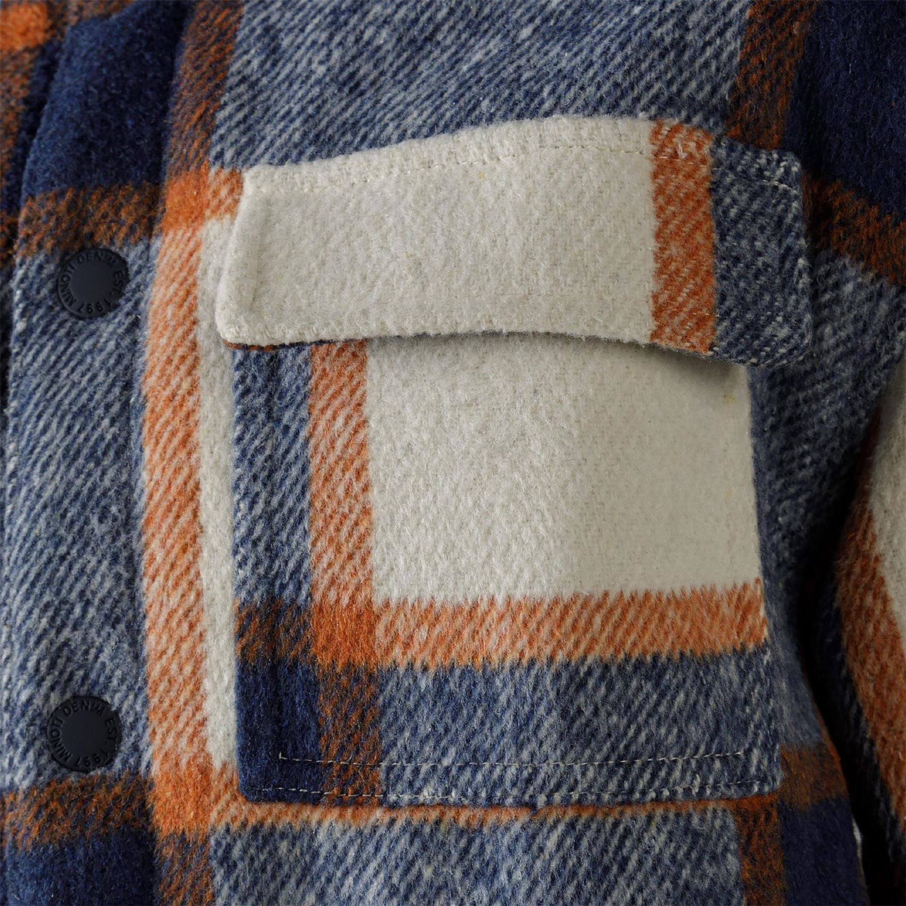 Minoti Boys Padded Shirt Jacket Wool Blend Blue Check