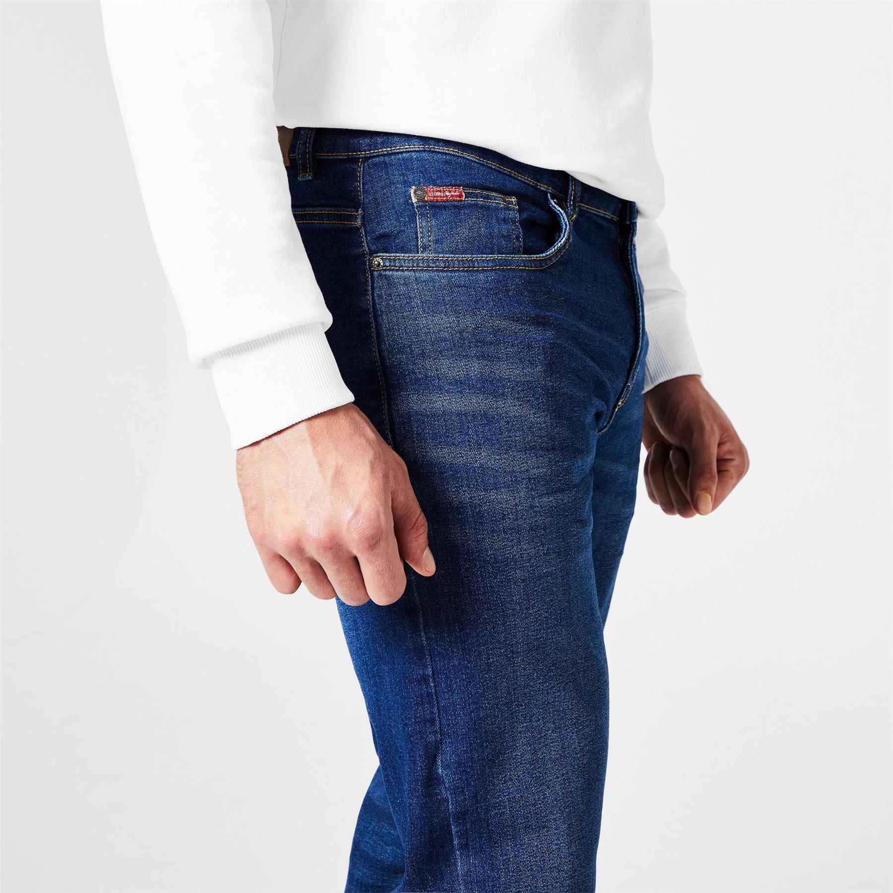 Lee Cooper Mens Belted Jeans