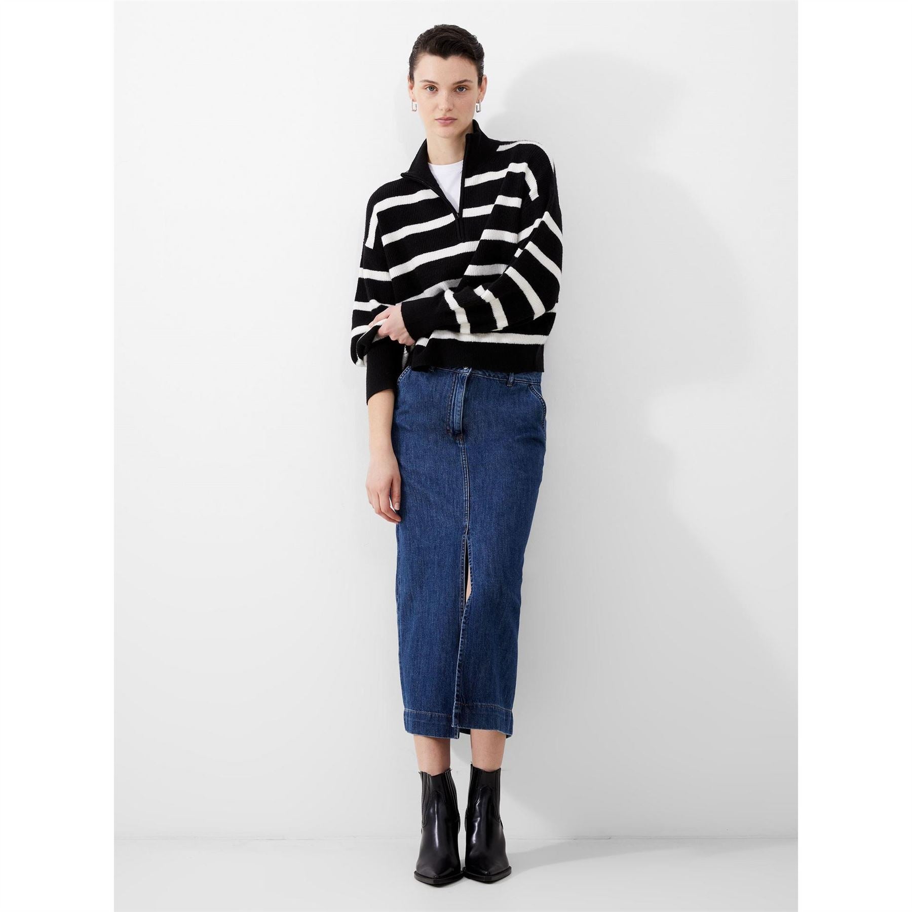 French Connection Vhari Zip Neck Relaxed Fit Sweater
