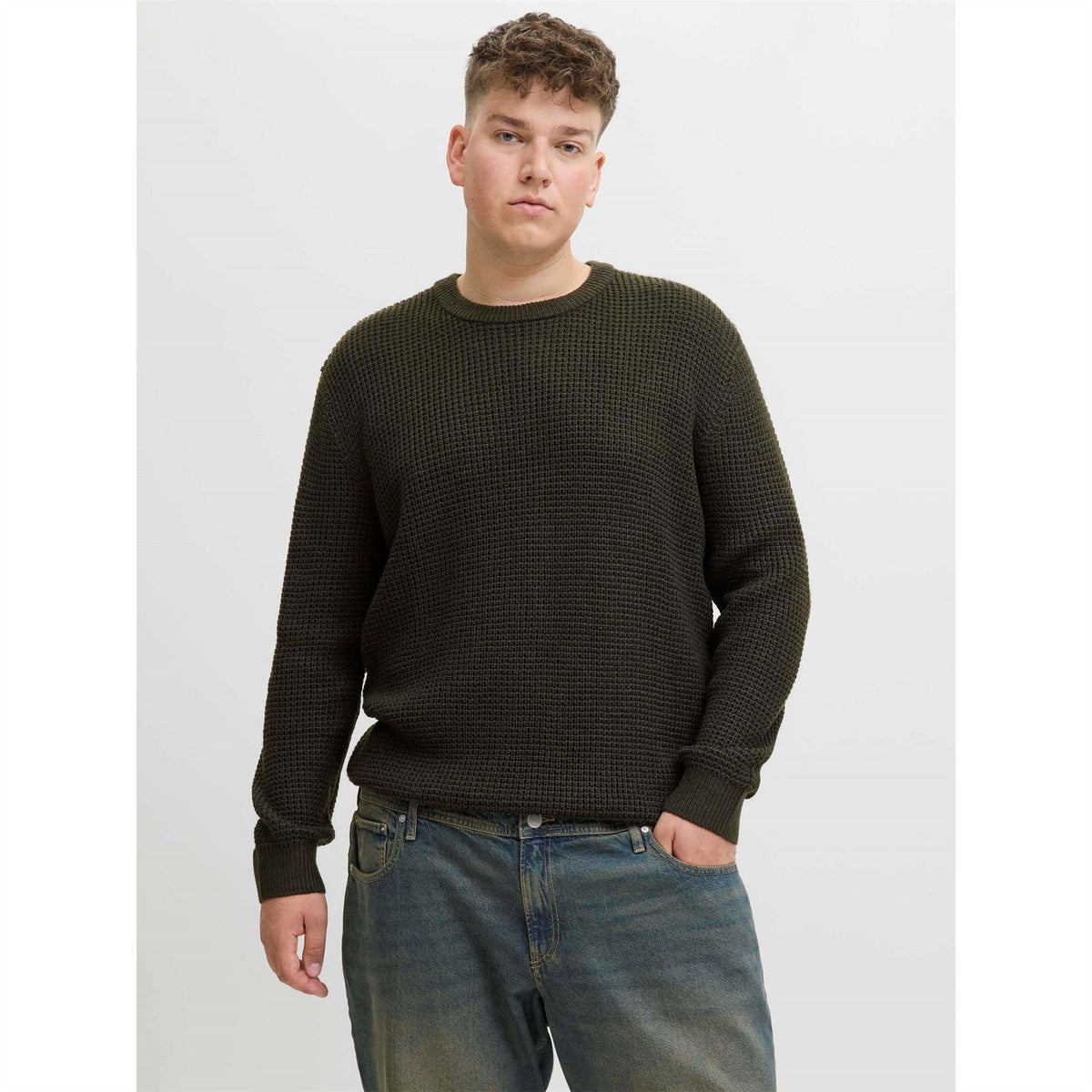 Jack and Jones Crew Neck Ribbed Collar Long Sleeve Sweater