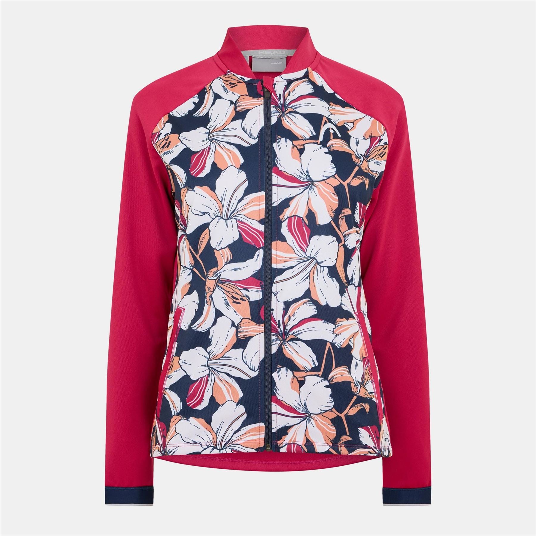 HEAD Solid Patterned Full Zipper Left Chest Logo Track Jacket