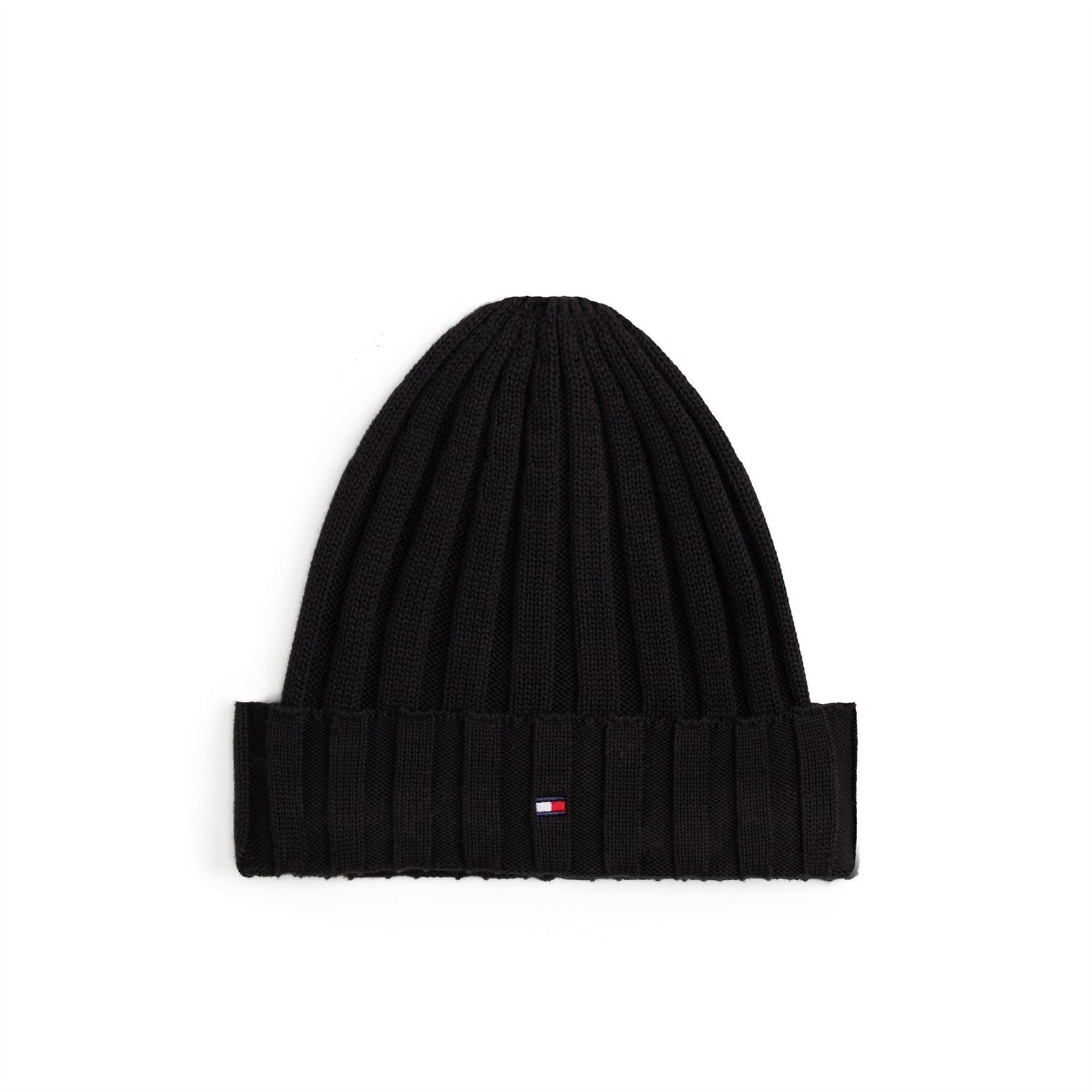 Tommy Hilfiger Flag Embroidered Logo Ribbed Turn Up Beanie