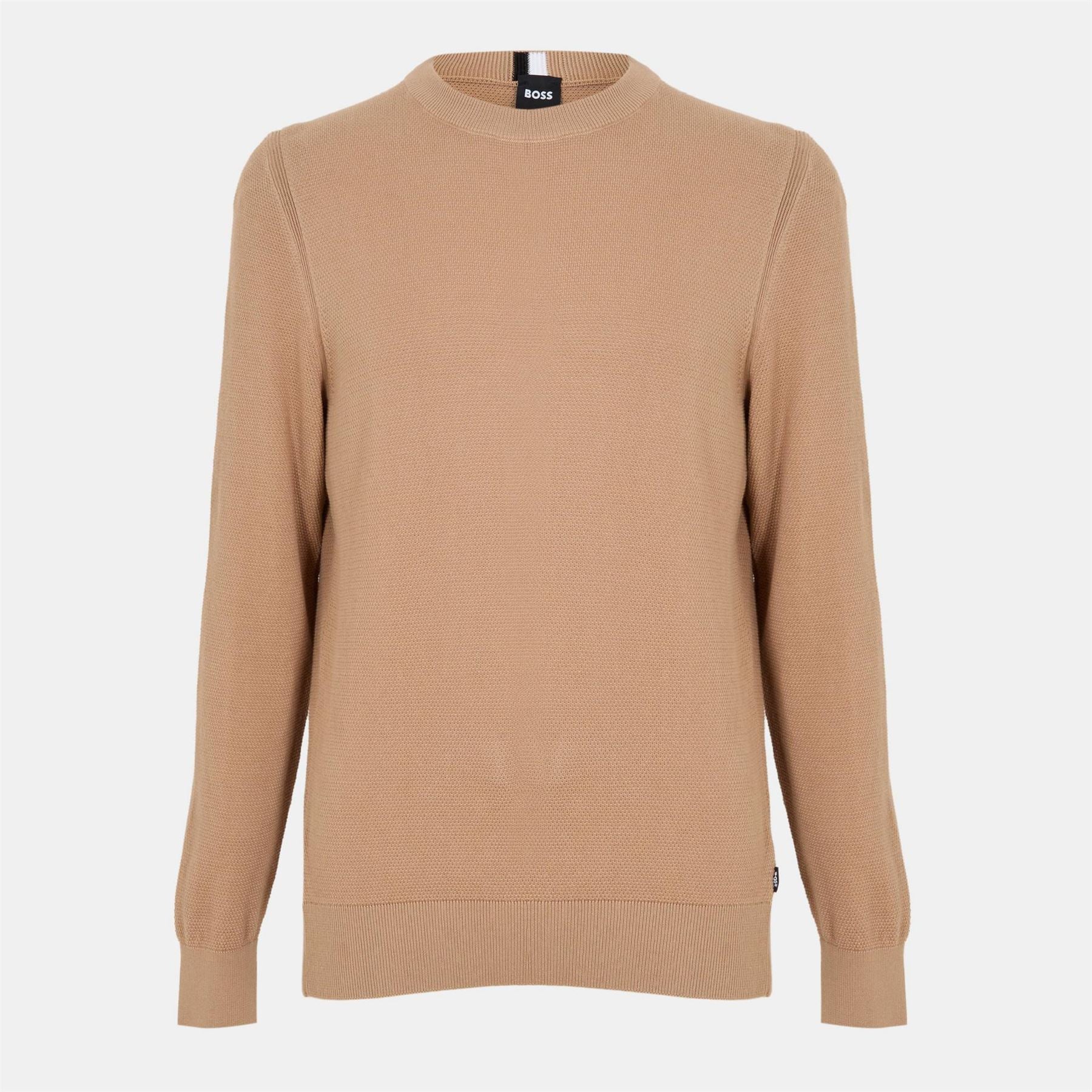 Boss Crew Neck Ribbed Collar Long Sleeve Sweater