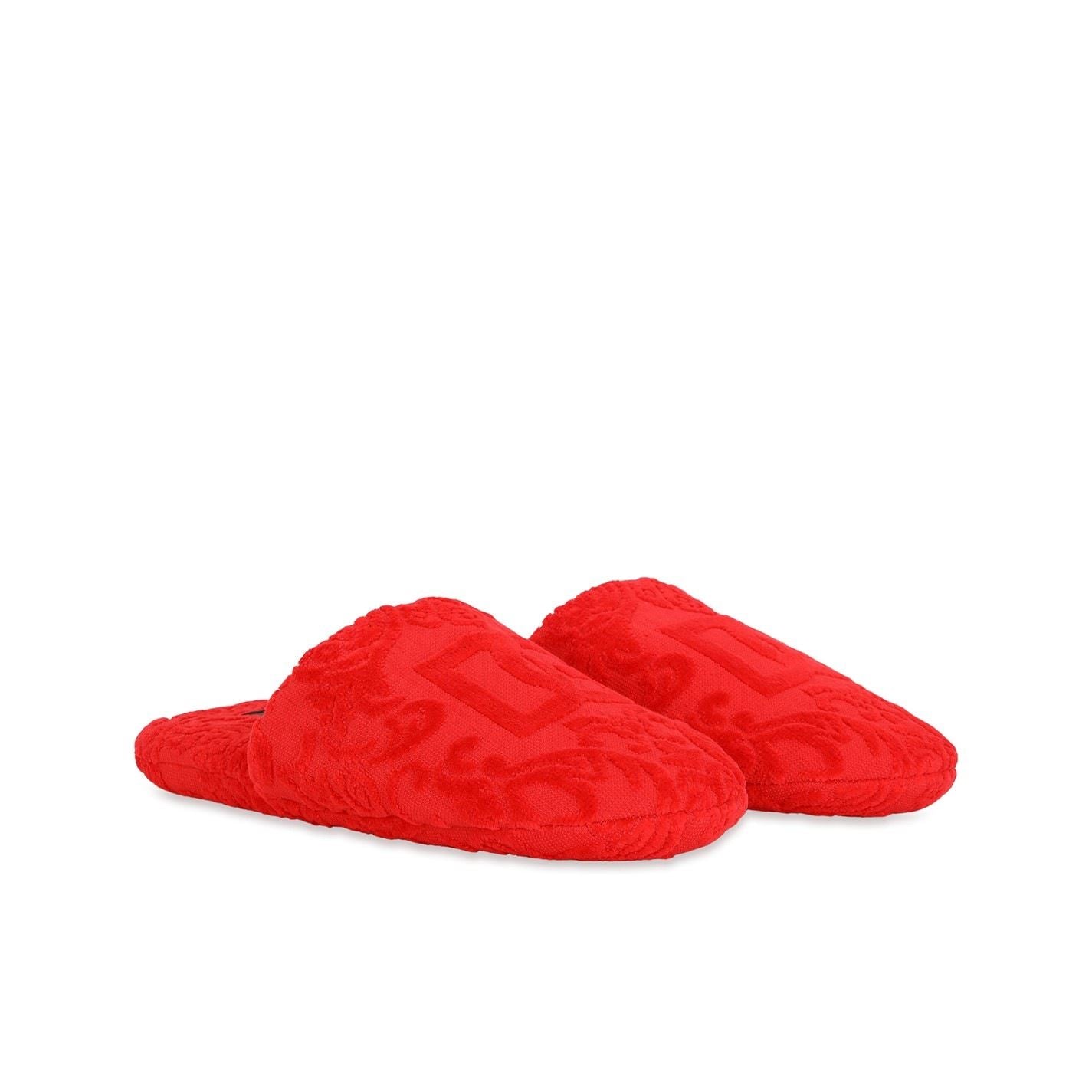 Dolce and Gabbana Casa Jaquard Slippers   Red