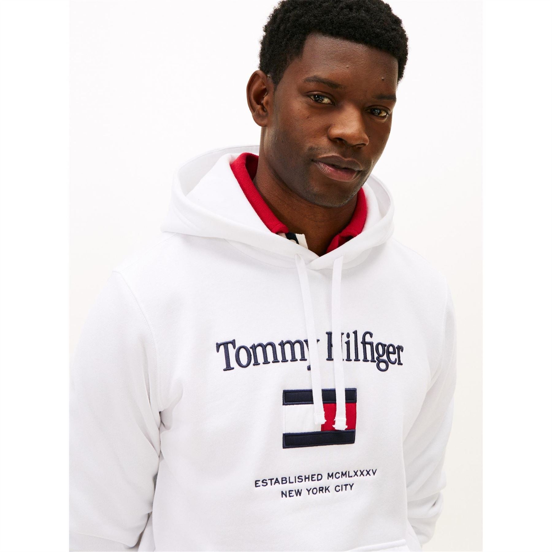 Tommy Hilfiger Embroidered Flag Hooded Long Sleeve Sweatshirt