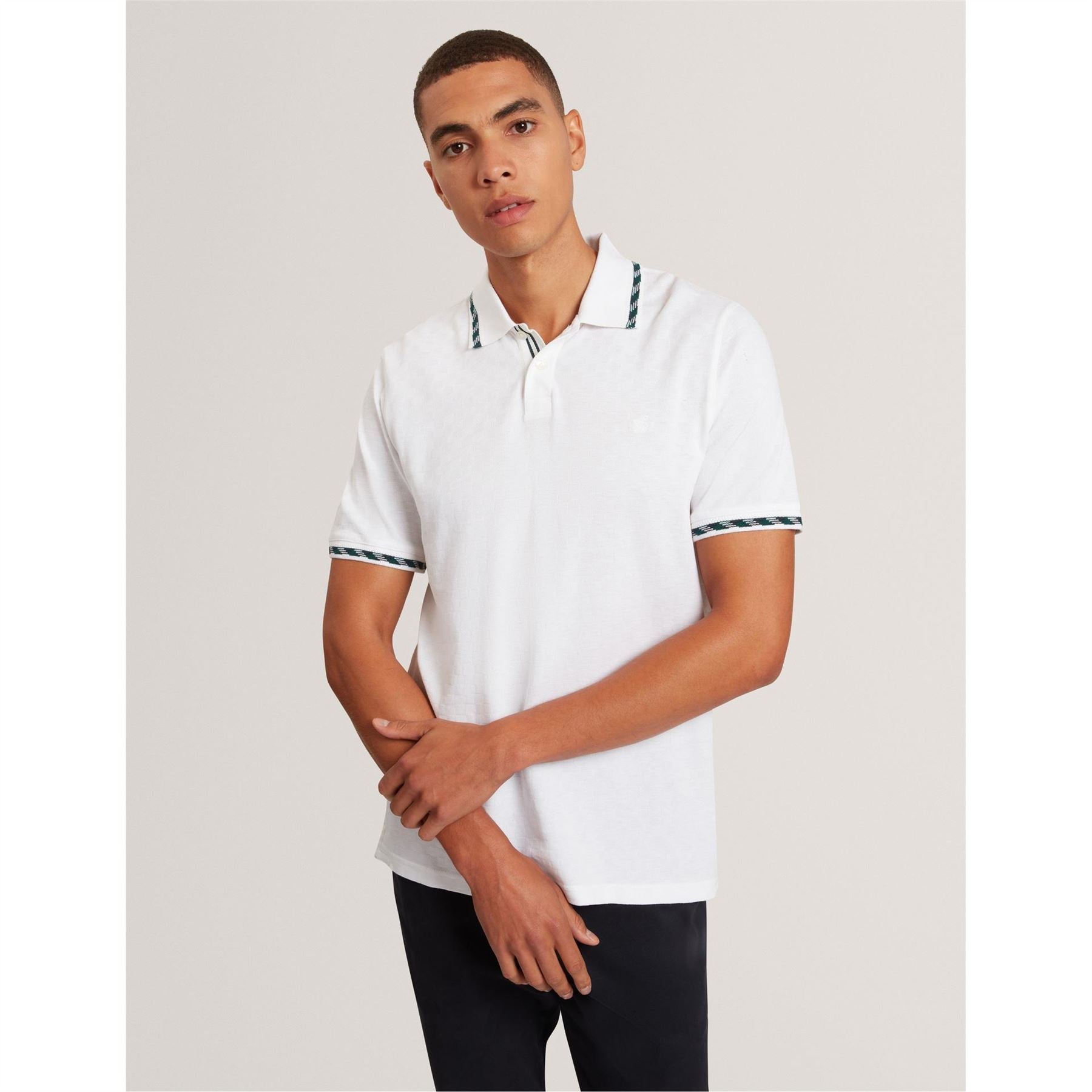 Ted Baker Jacquard Collared Neck Short Sleeve Polo Shirt