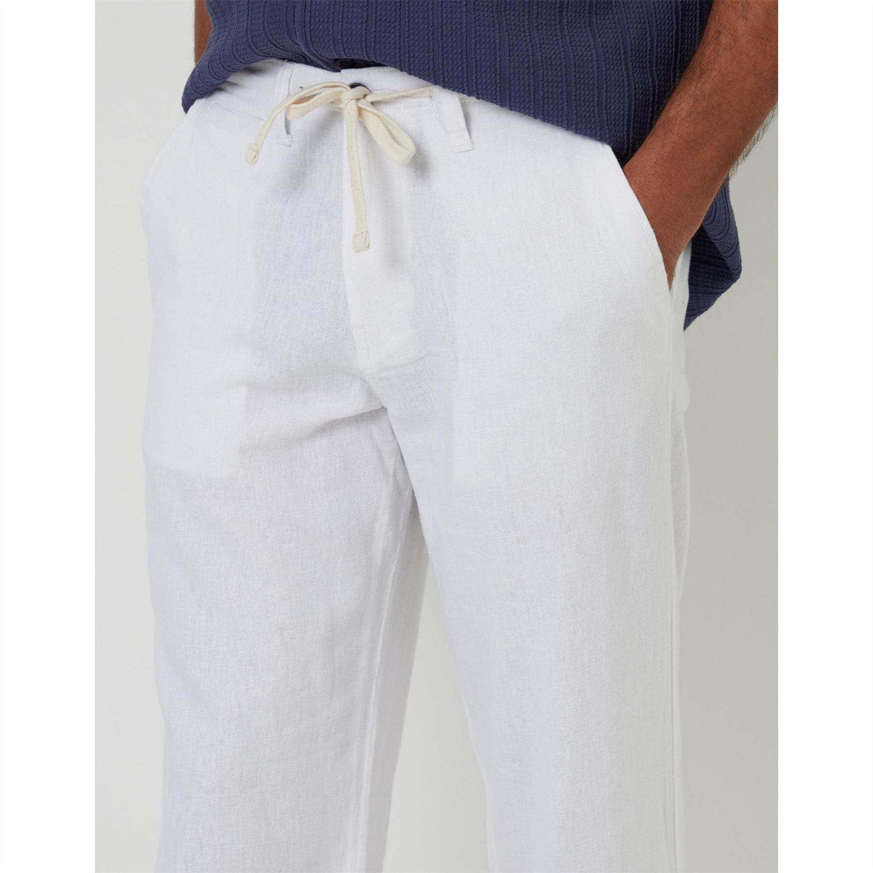 Threadbare Linen Solid Patterned Straight Trousers