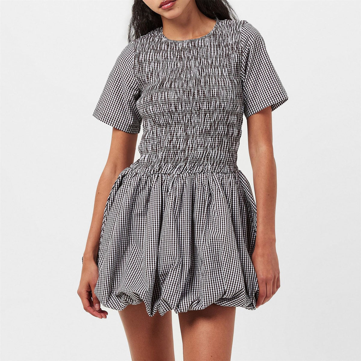 AmyLynn Elenor Chk Crew Neck Short Sleeve Mini Dress
