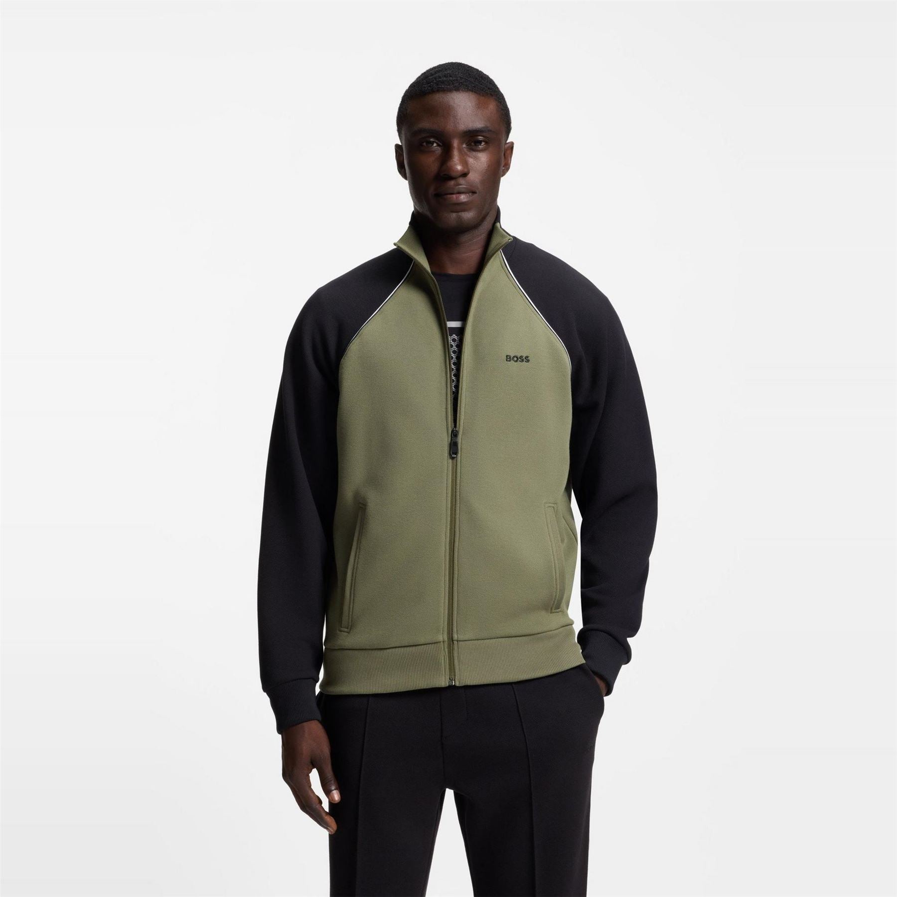 Hugo Mock Neck Raglan Sleeve Athletic Sweatshirt