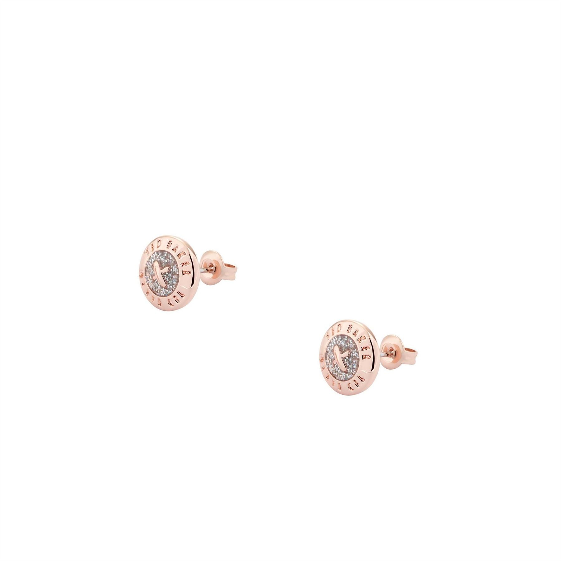Ted Baker Crystal Stud Earrings with Engraved Logo