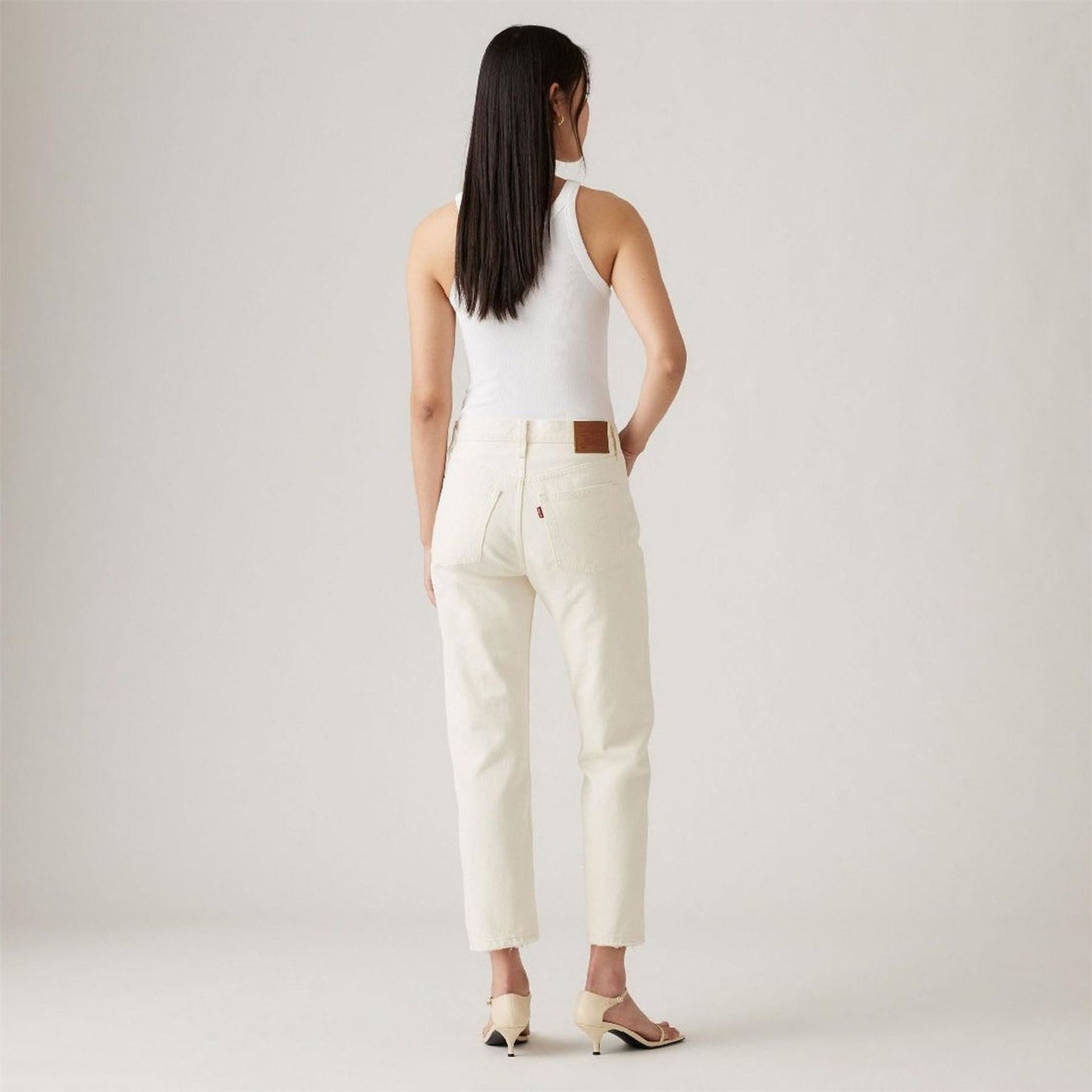 Levis 501 Cropped Mid Rise Cotton Straight Leg Jeans